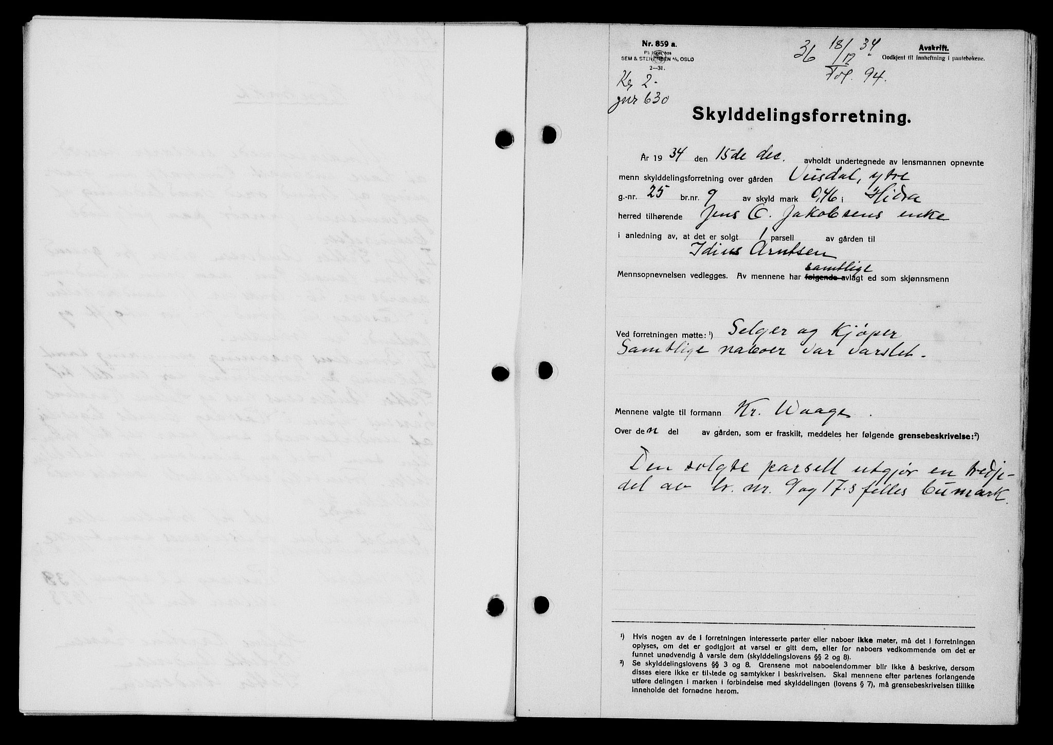 Flekkefjord sorenskriveri, SAK/1221-0001/G/Gb/Gba/L0051: Mortgage book no. 47, 1934-1935, Deed date: 18.12.1934