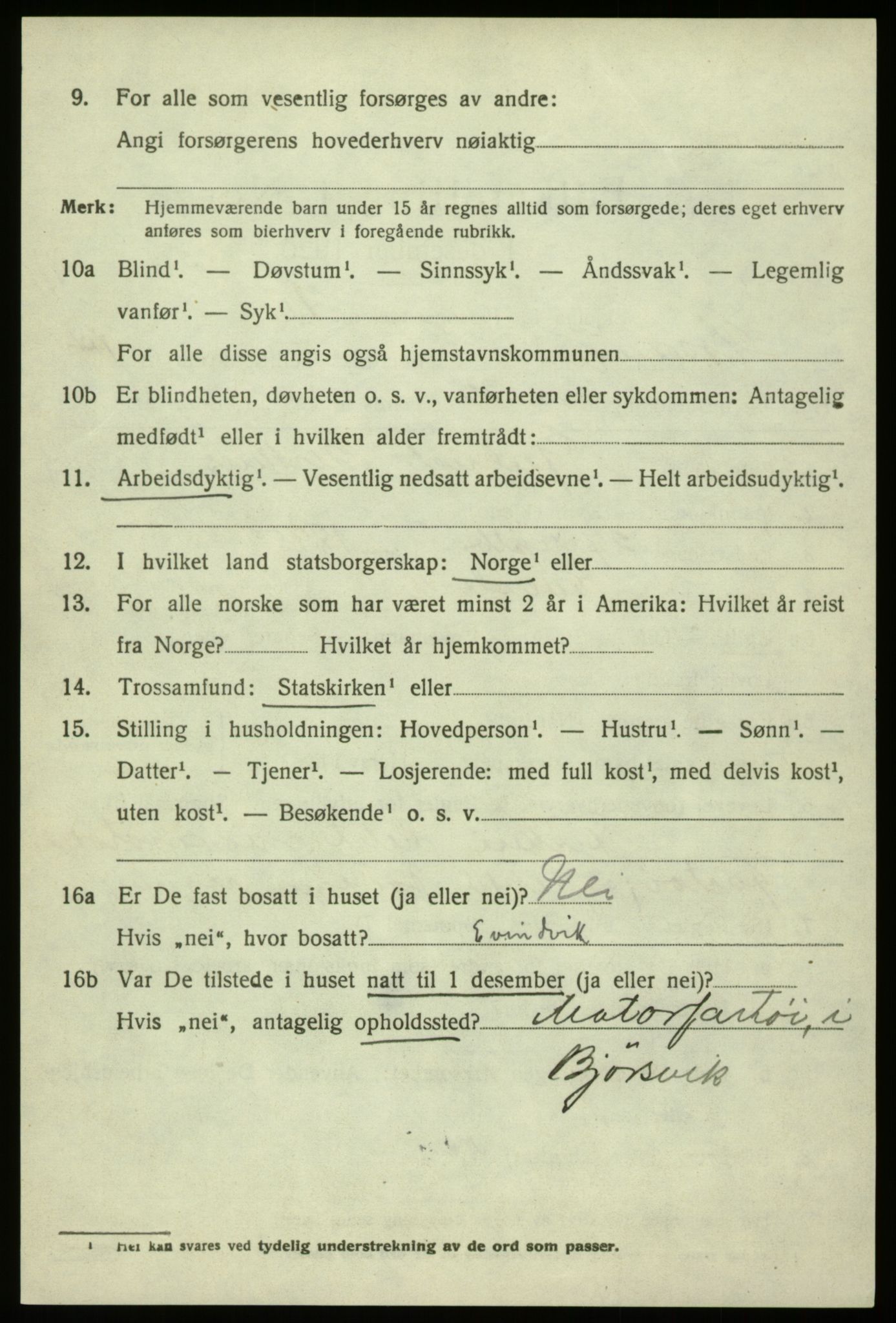 SAB, 1920 census for Hosanger, 1920, p. 5826