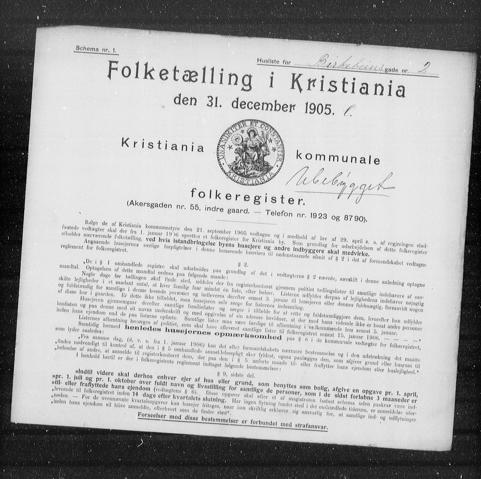 OBA, Municipal Census 1905 for Kristiania, 1905, p. 2386