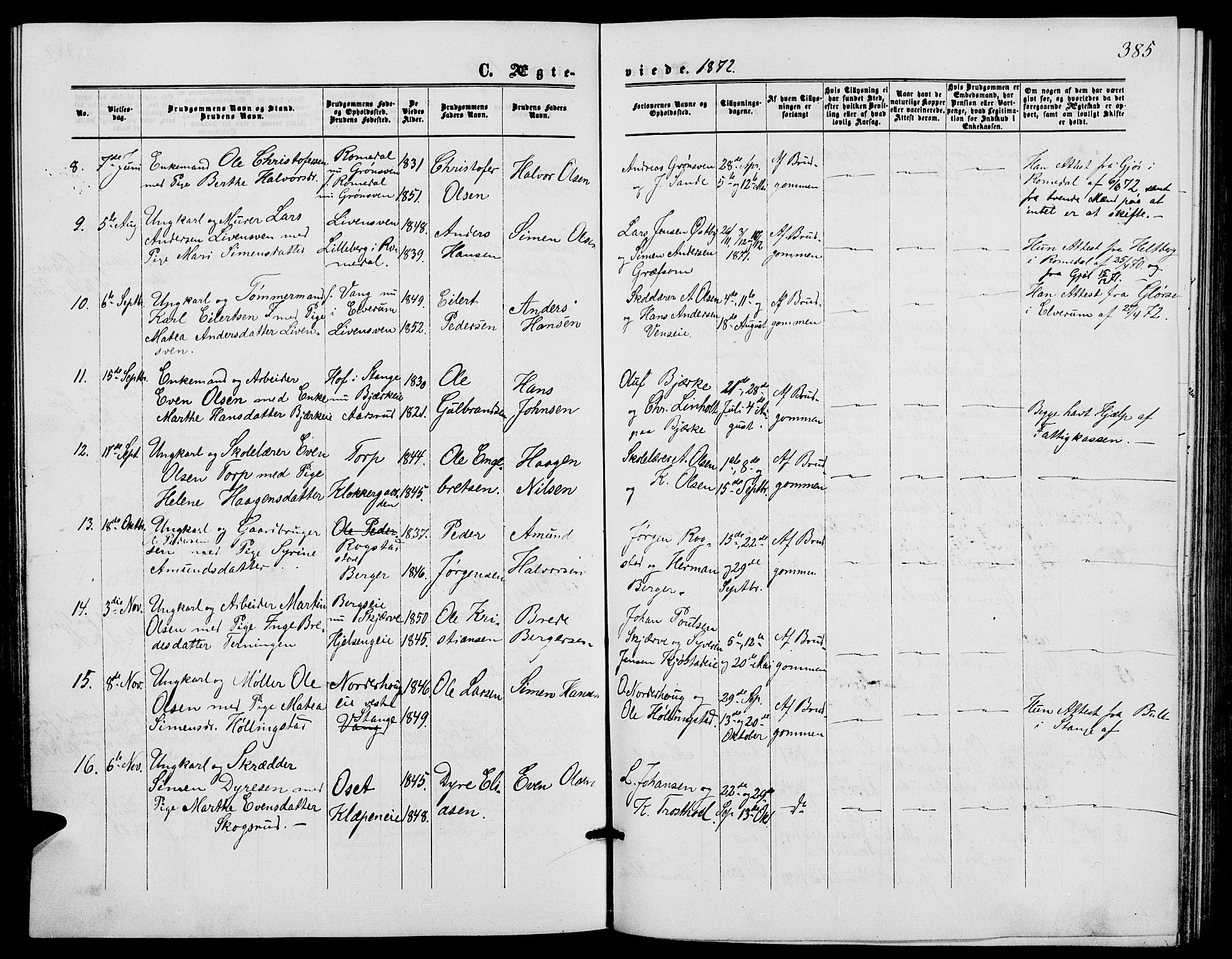 Løten prestekontor, AV/SAH-PREST-022/L/La/L0004: Parish register (copy) no. 4, 1863-1877, p. 385