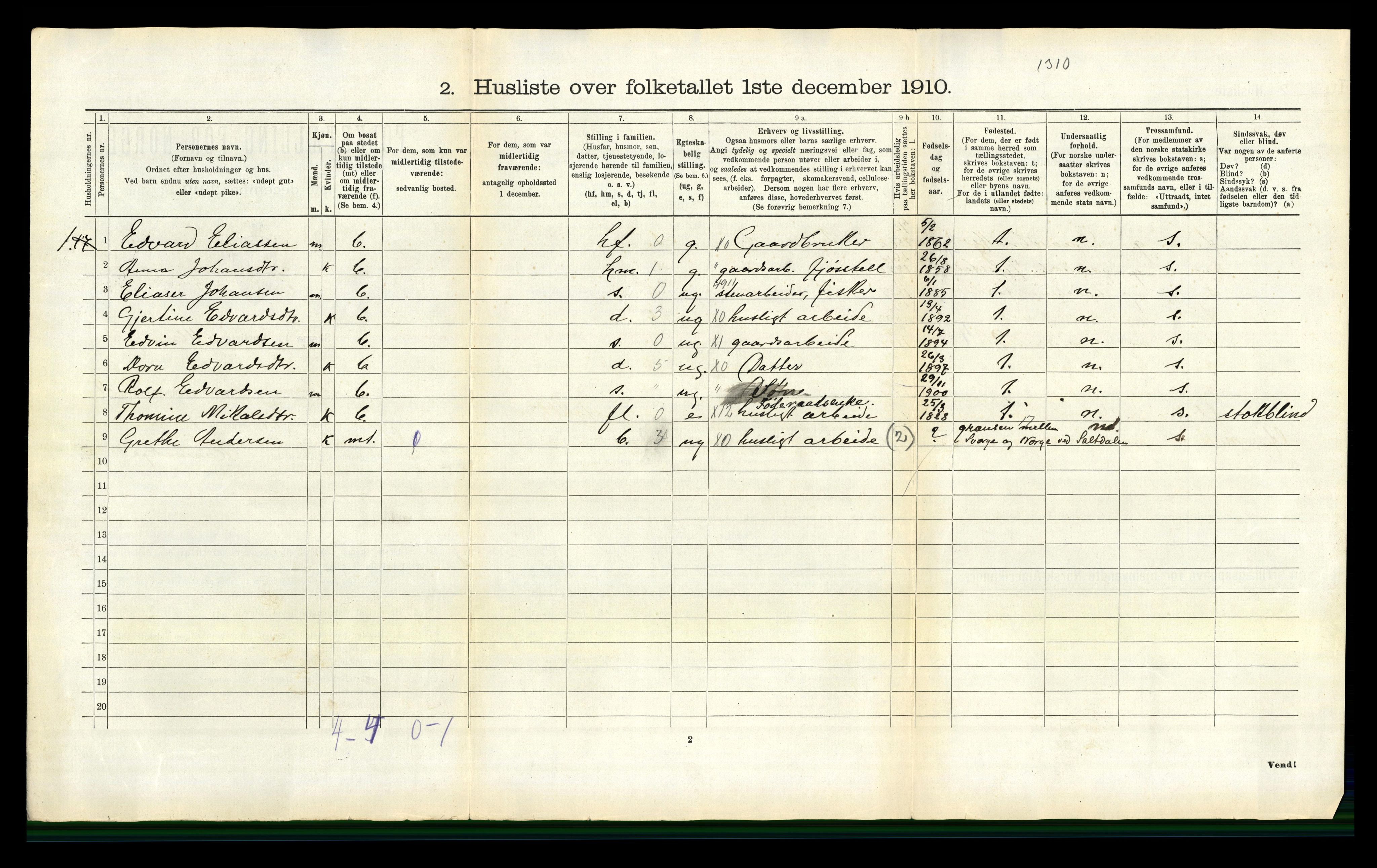 RA, 1910 census for Beiarn, 1910, p. 486