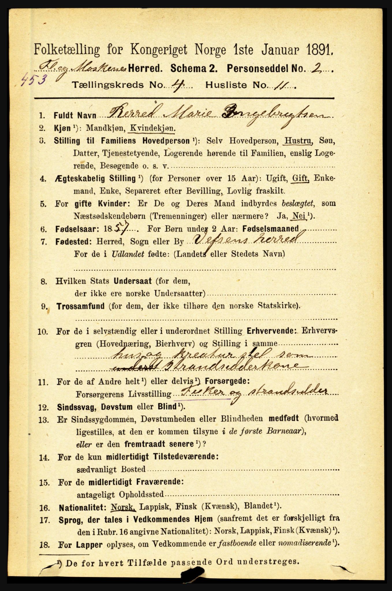 RA, 1891 census for 1859 Flakstad, 1891, p. 1953