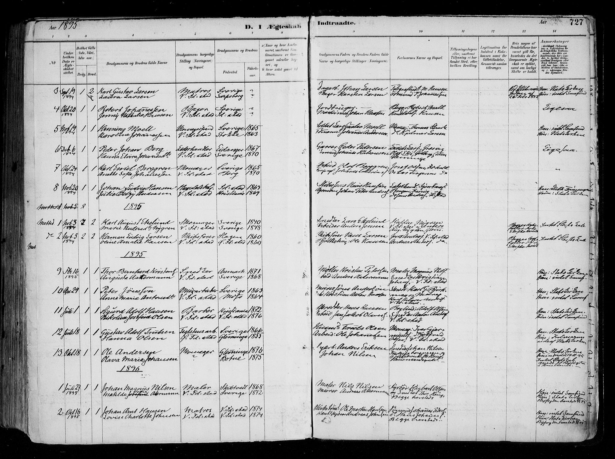 Fredrikstad domkirkes prestekontor Kirkebøker, AV/SAO-A-10906/F/Fa/L0004: Parish register (official) no. 4, 1878-1907, p. 727