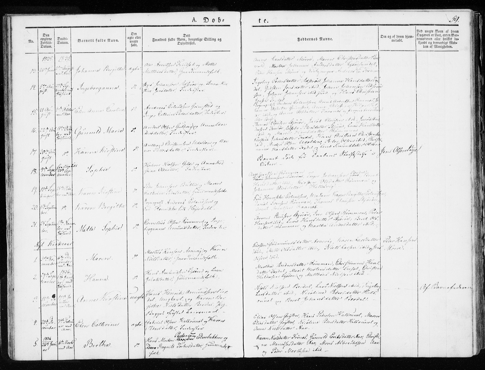 Ministerialprotokoller, klokkerbøker og fødselsregistre - Sør-Trøndelag, SAT/A-1456/655/L0676: Parish register (official) no. 655A05, 1830-1847, p. 59