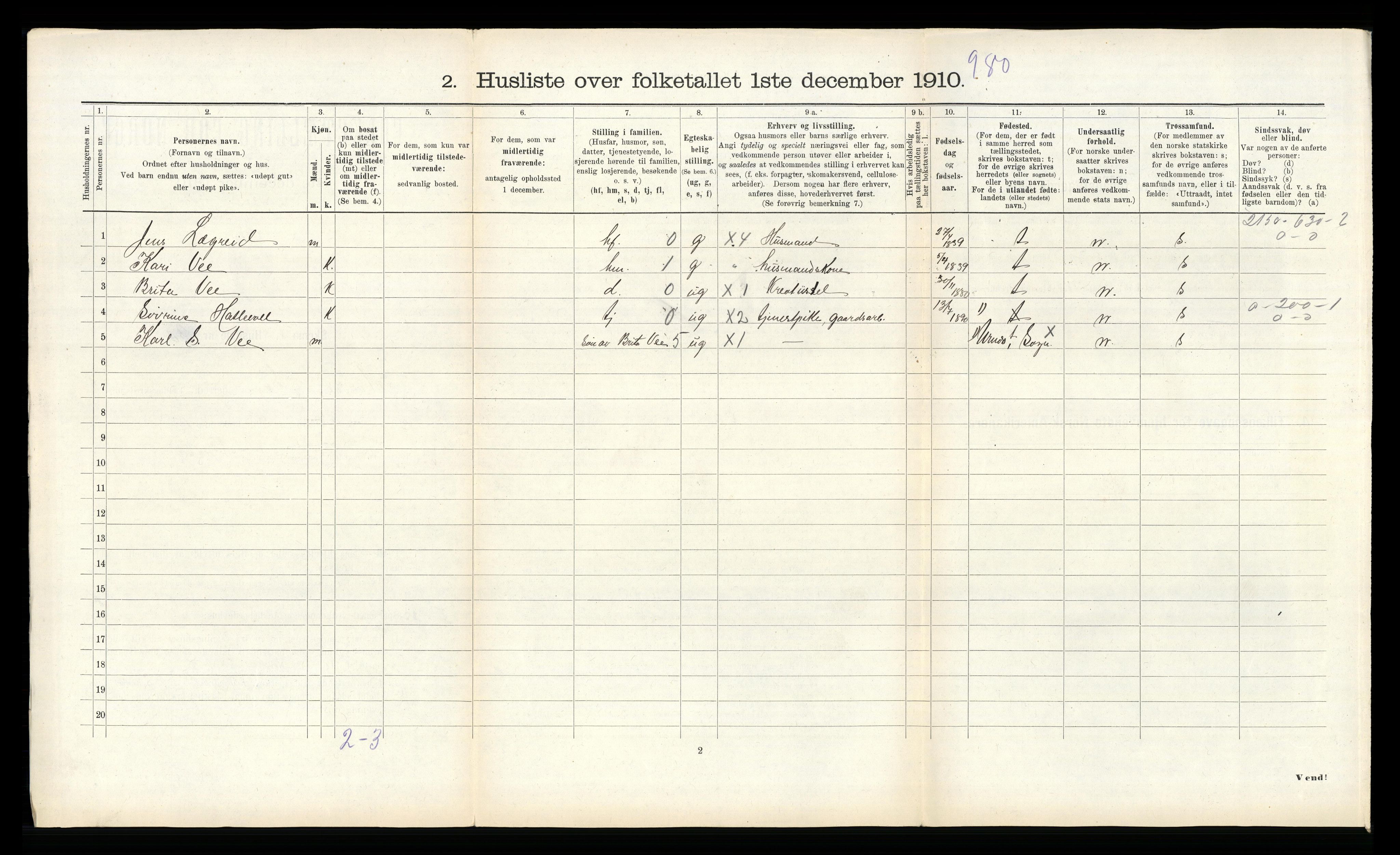 RA, 1910 census for Årdal, 1910, p. 337