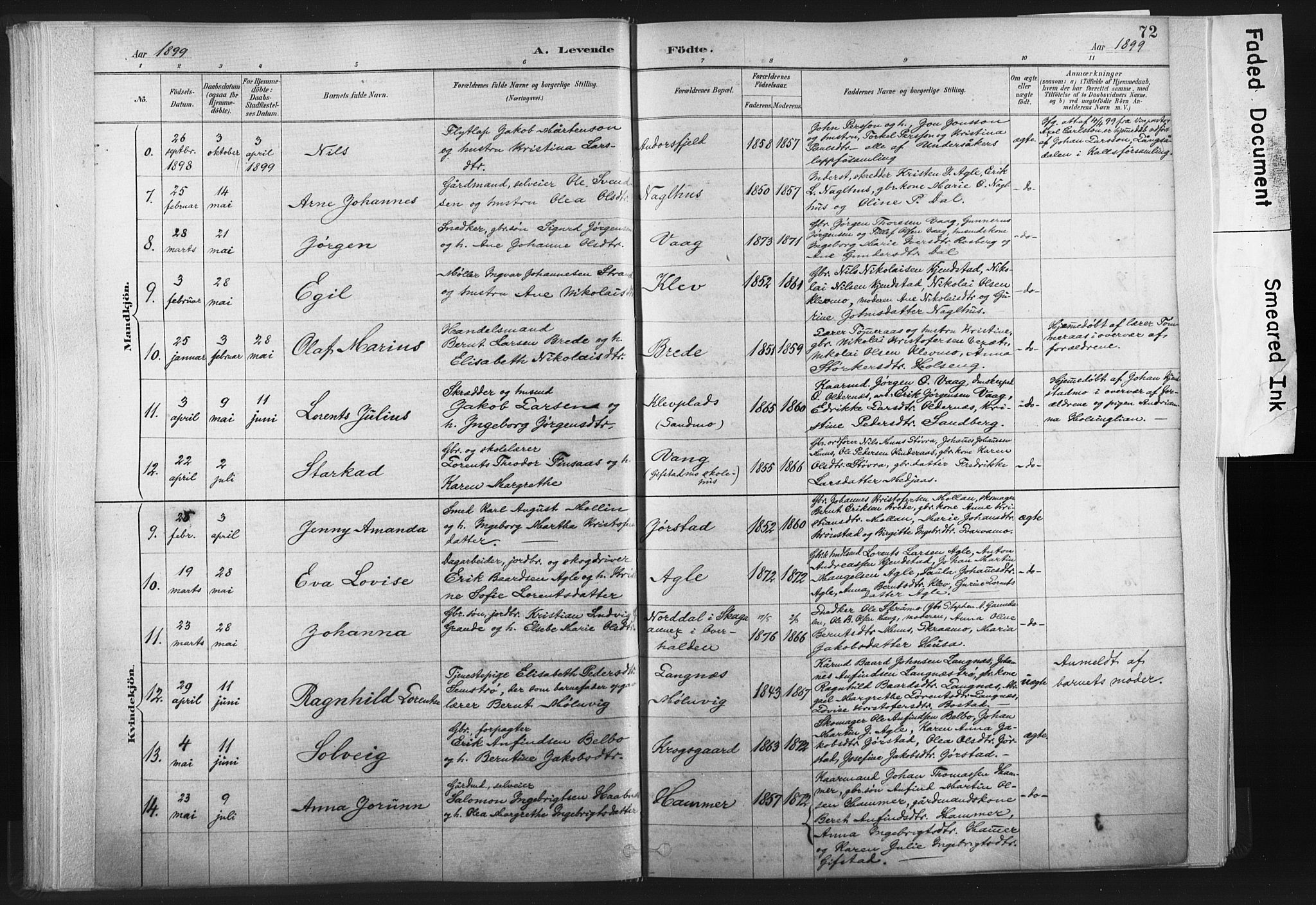 Ministerialprotokoller, klokkerbøker og fødselsregistre - Nord-Trøndelag, SAT/A-1458/749/L0474: Parish register (official) no. 749A08, 1887-1903, p. 72