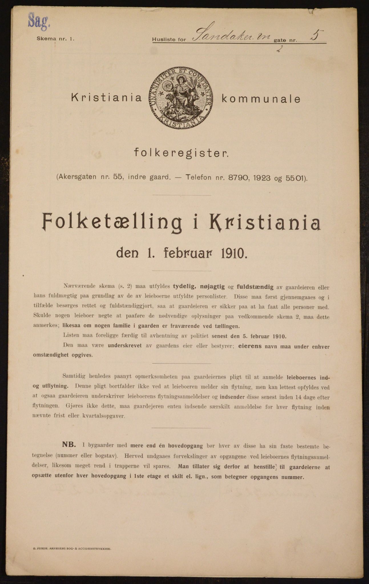 OBA, Municipal Census 1910 for Kristiania, 1910, p. 82944