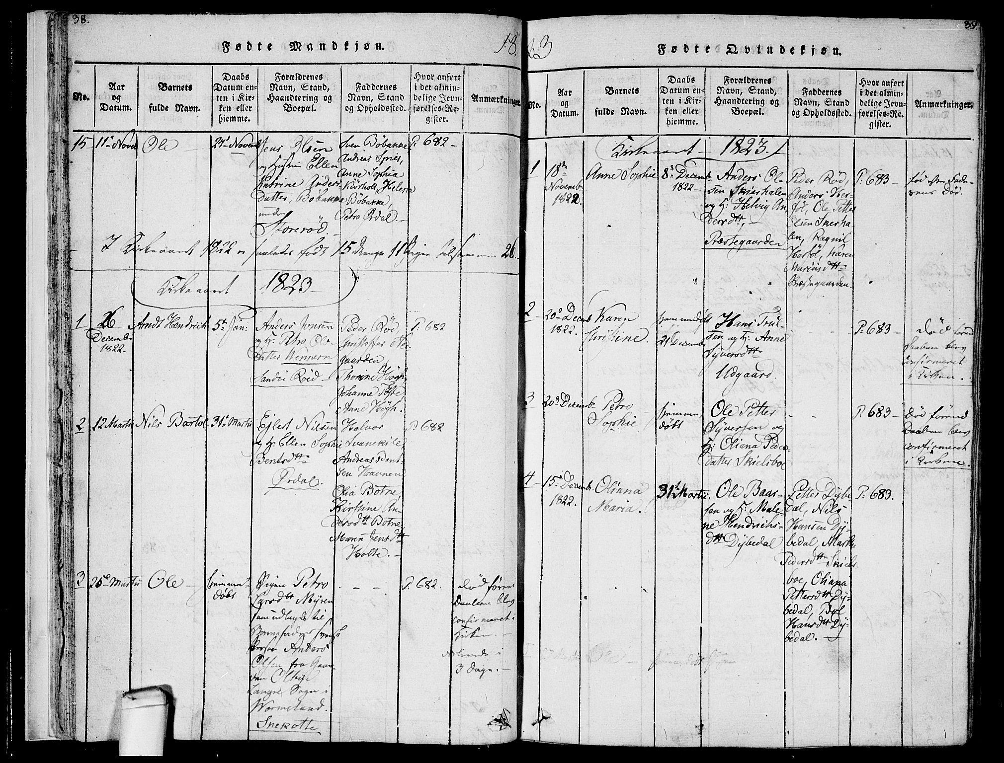 Hvaler prestekontor Kirkebøker, SAO/A-2001/F/Fa/L0005: Parish register (official) no. I 5, 1816-1845, p. 38-39