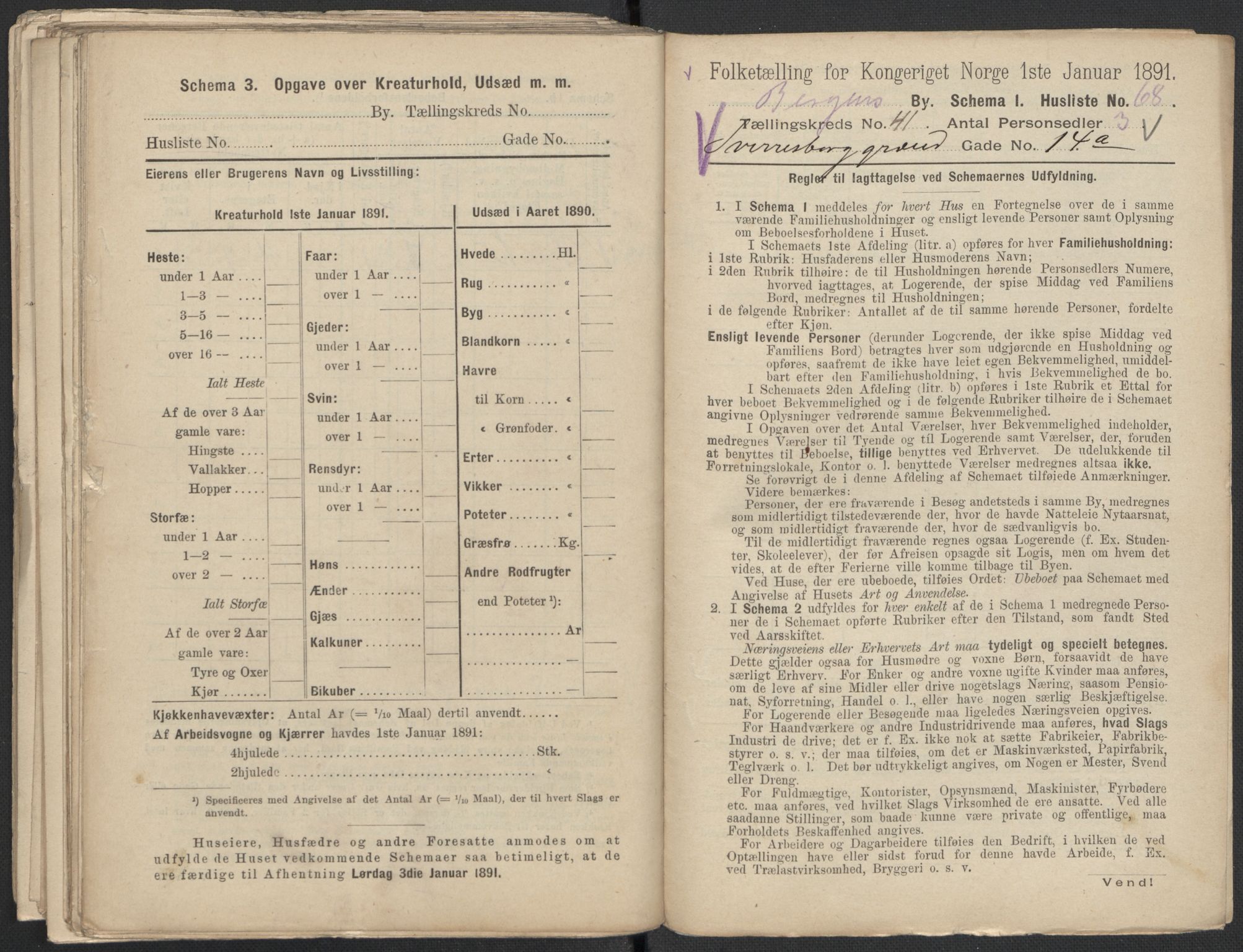 RA, 1891 Census for 1301 Bergen, 1891, p. 7044