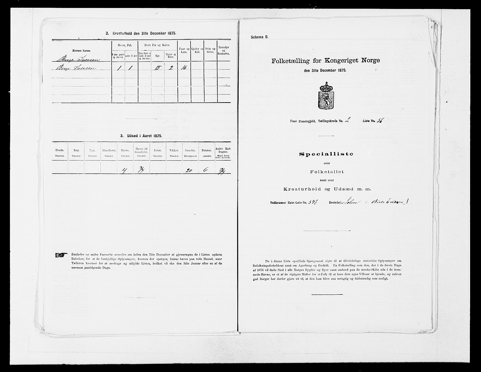 SAB, 1875 census for 1249P Fana, 1875, p. 264