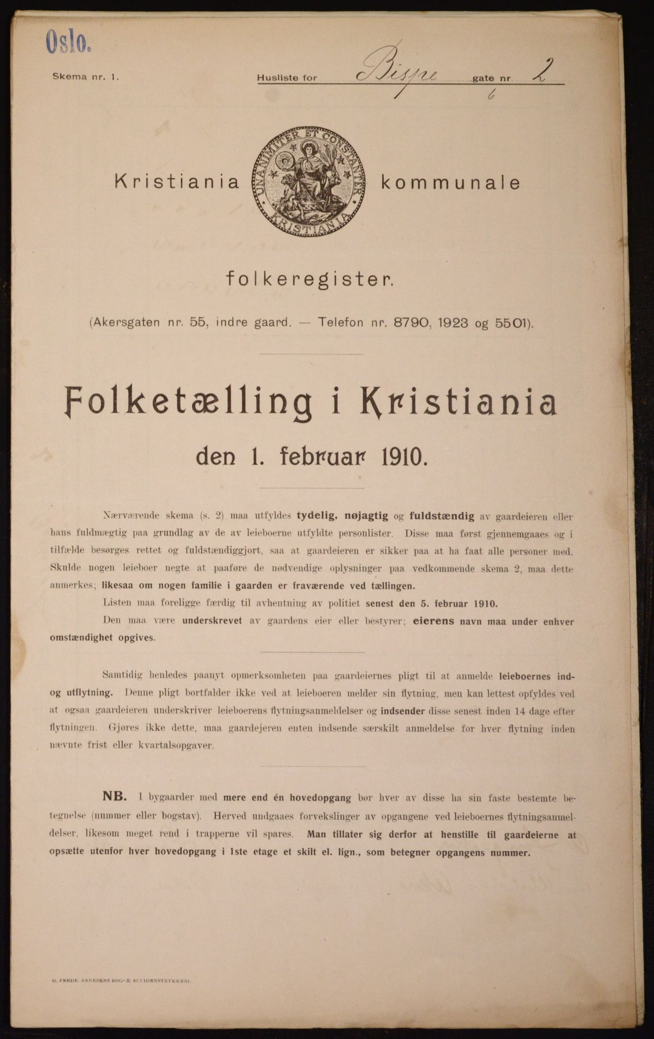 OBA, Municipal Census 1910 for Kristiania, 1910, p. 5159