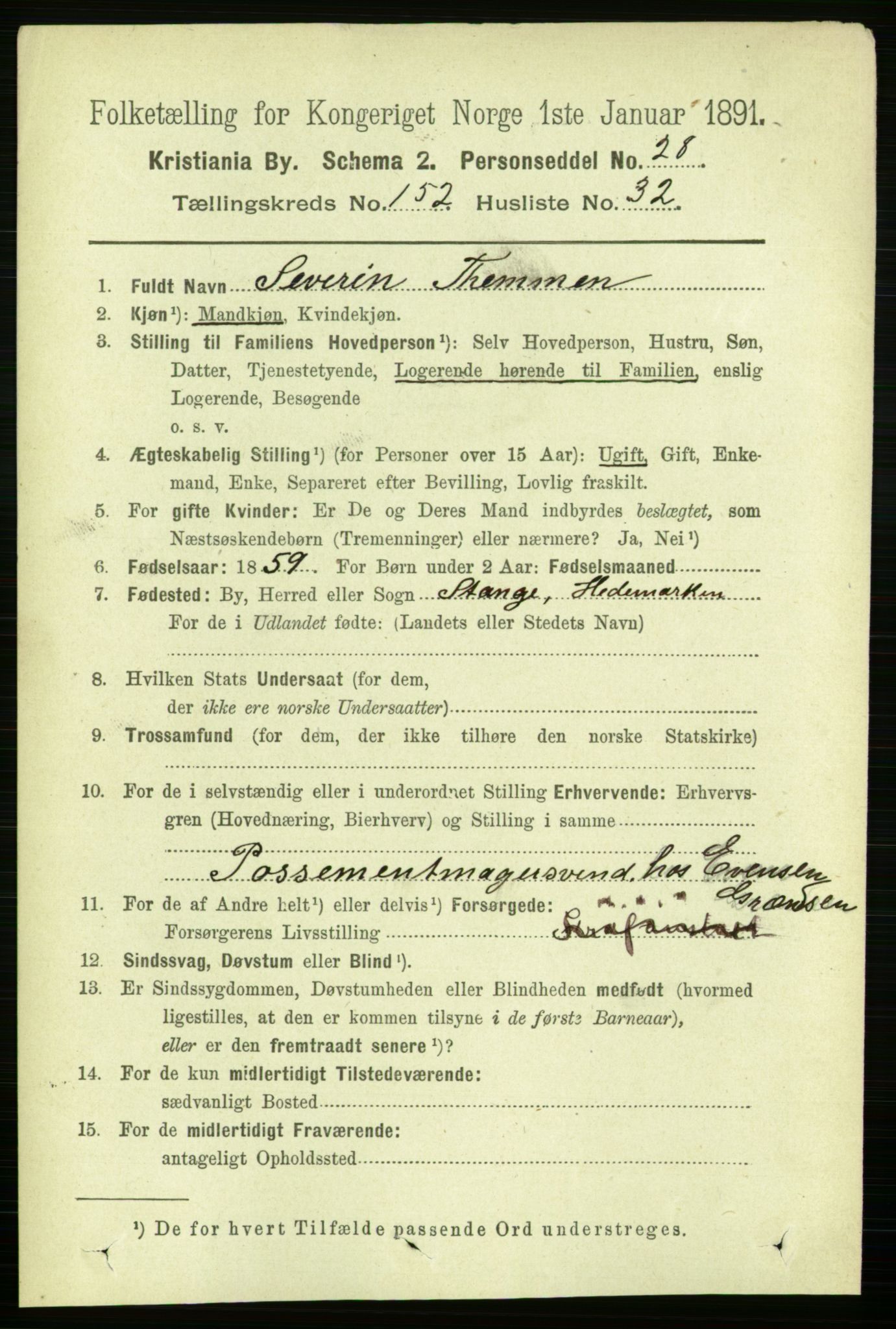 RA, 1891 census for 0301 Kristiania, 1891, p. 86246