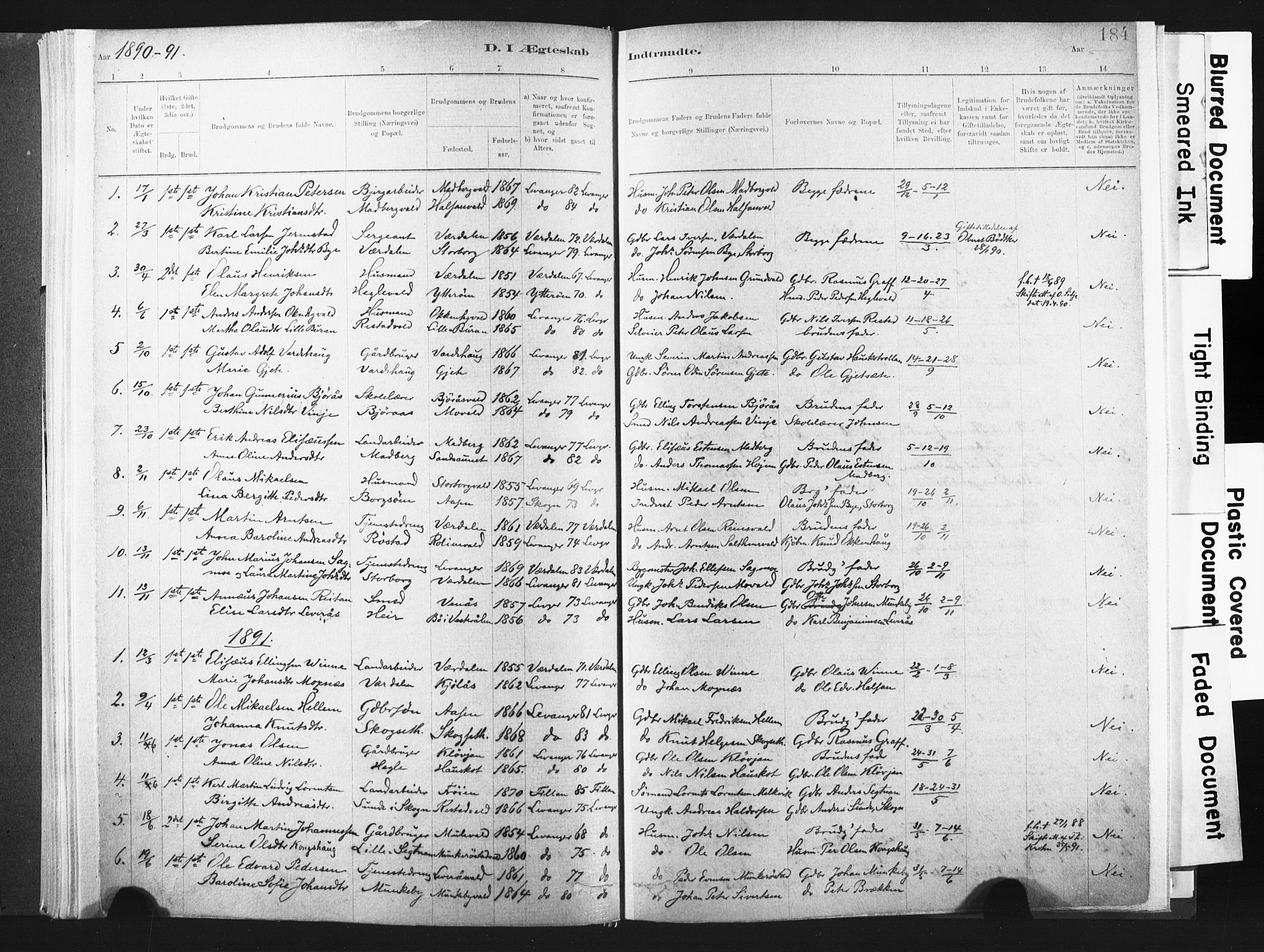 Ministerialprotokoller, klokkerbøker og fødselsregistre - Nord-Trøndelag, SAT/A-1458/721/L0207: Parish register (official) no. 721A02, 1880-1911, p. 184