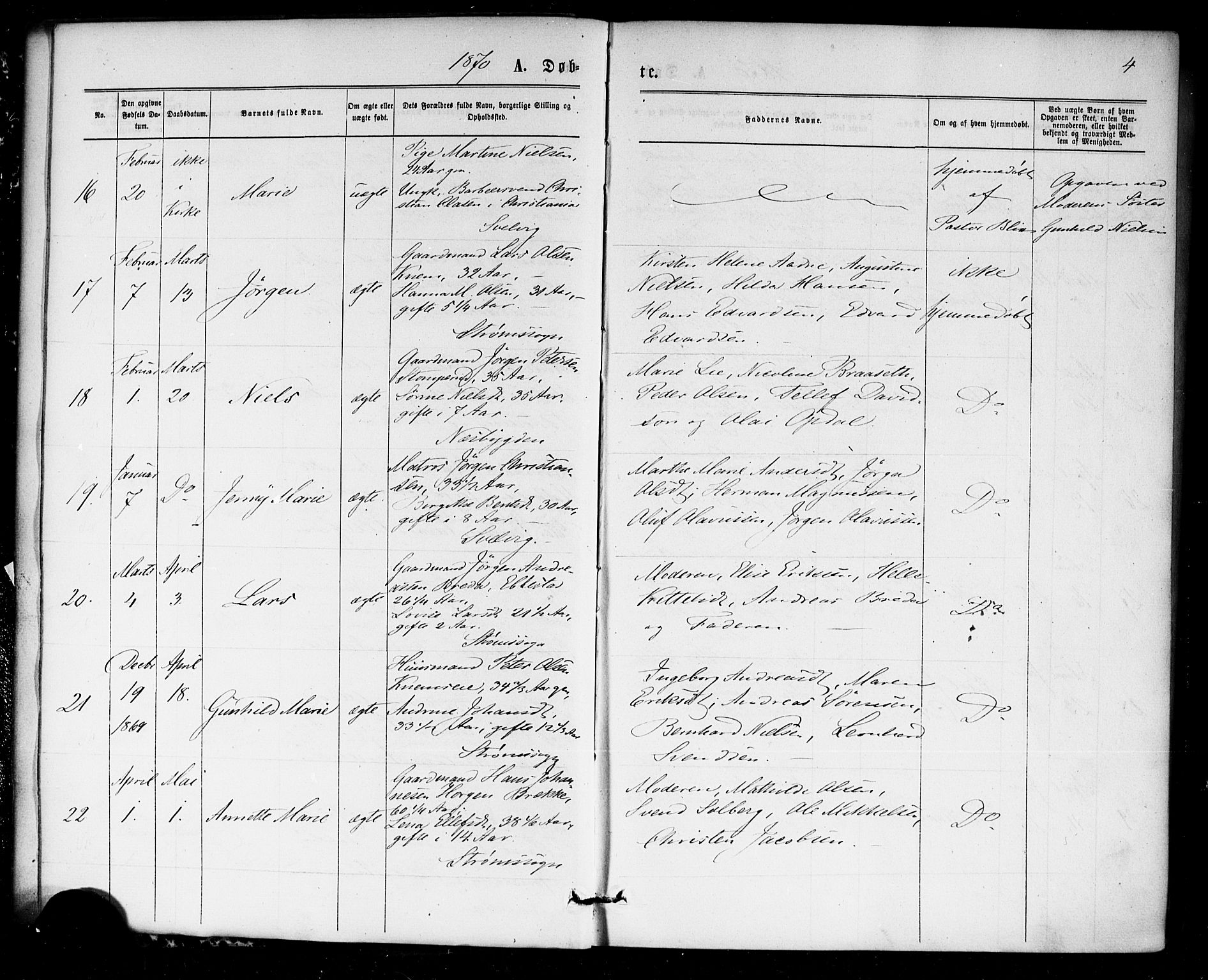 Strømm kirkebøker, SAKO/A-322/F/Fa/L0002: Parish register (official) no. I 2, 1870-1877, p. 4