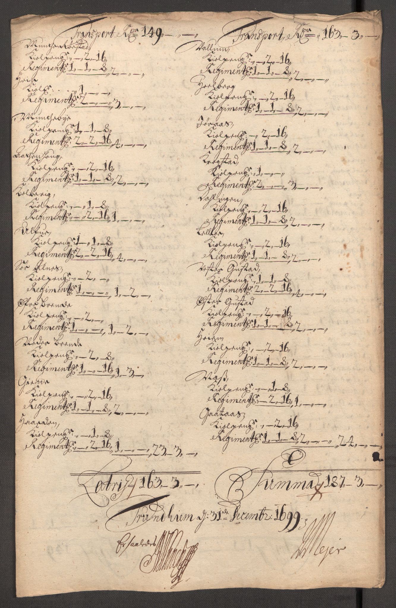 Rentekammeret inntil 1814, Reviderte regnskaper, Fogderegnskap, RA/EA-4092/R62/L4191: Fogderegnskap Stjørdal og Verdal, 1699, p. 227