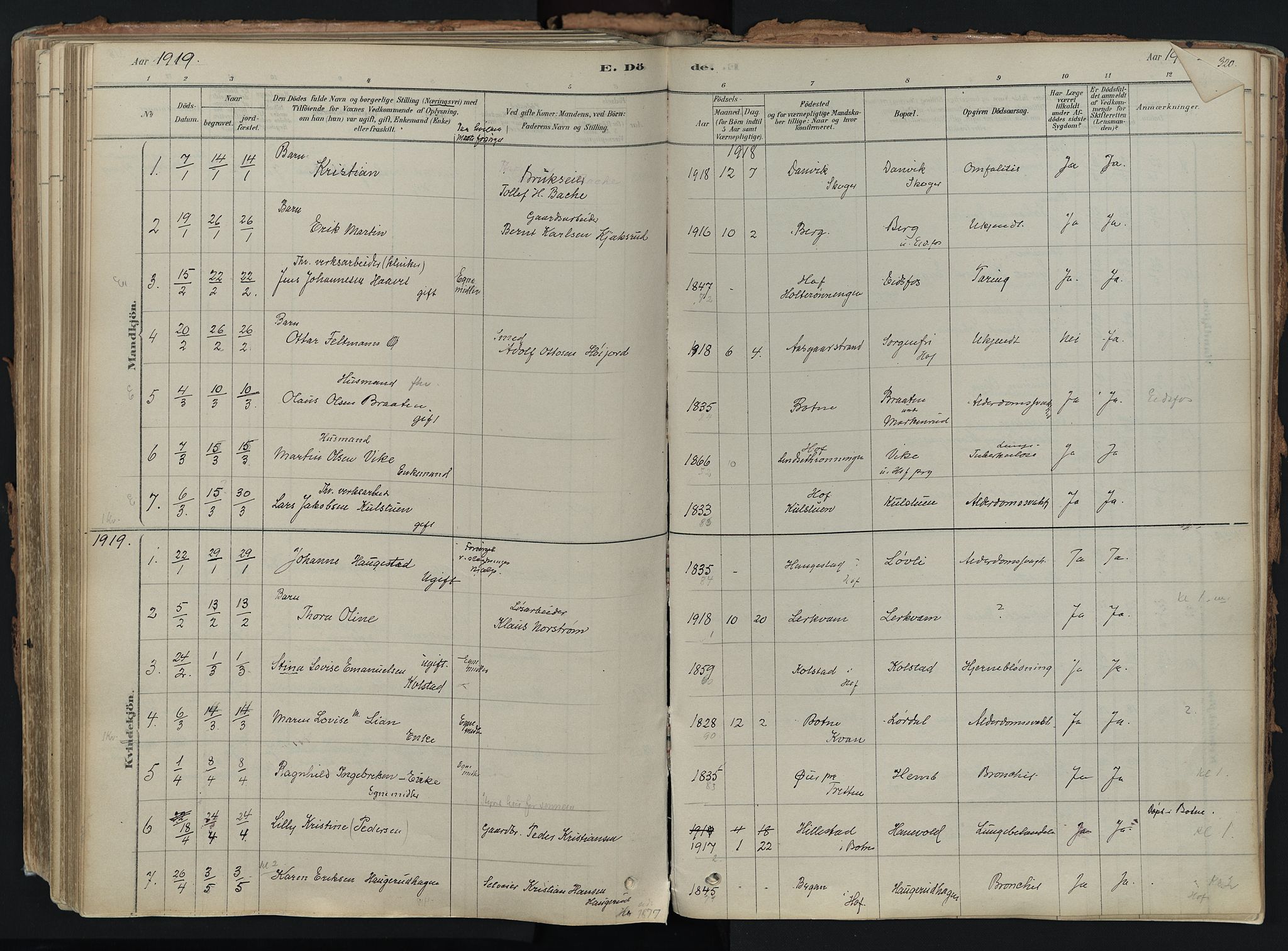 Hof kirkebøker, SAKO/A-64/F/Fa/L0007: Parish register (official) no. I 7, 1878-1940, p. 319