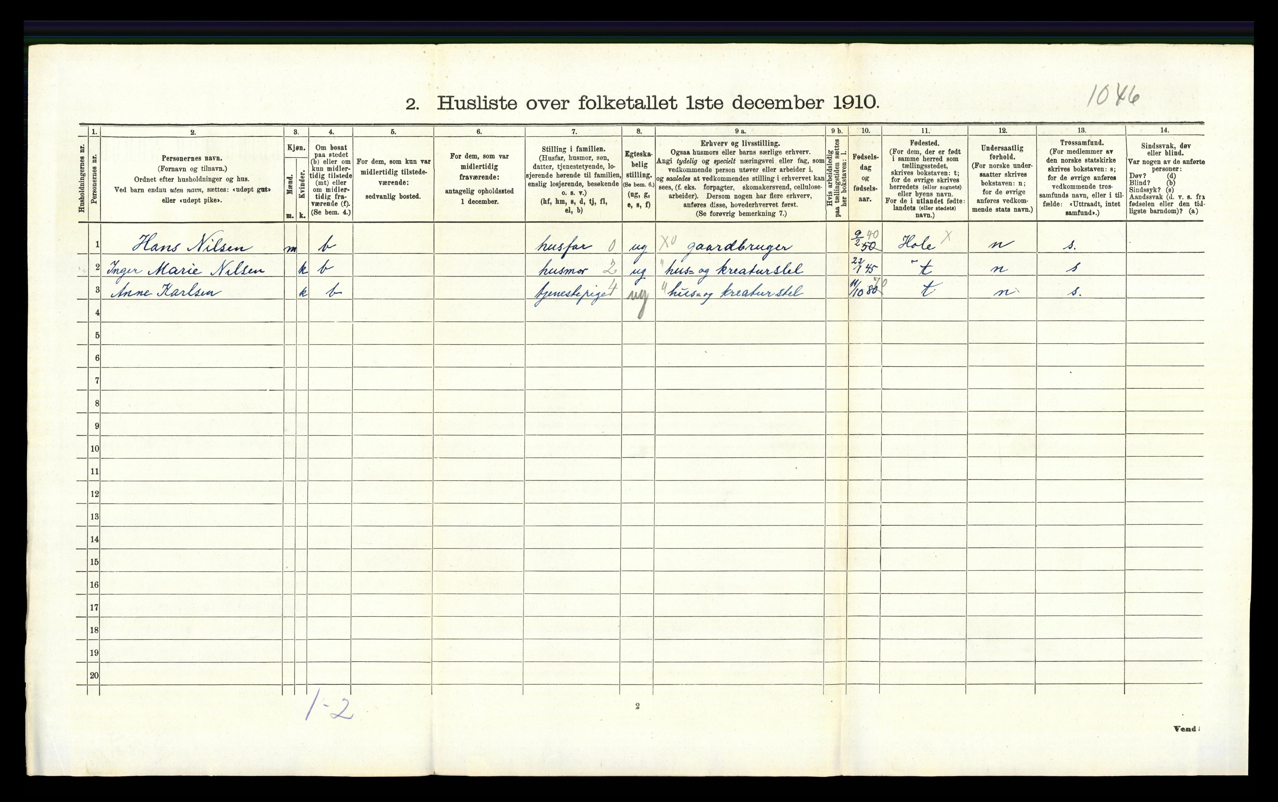 RA, 1910 census for Hole, 1910, p. 347