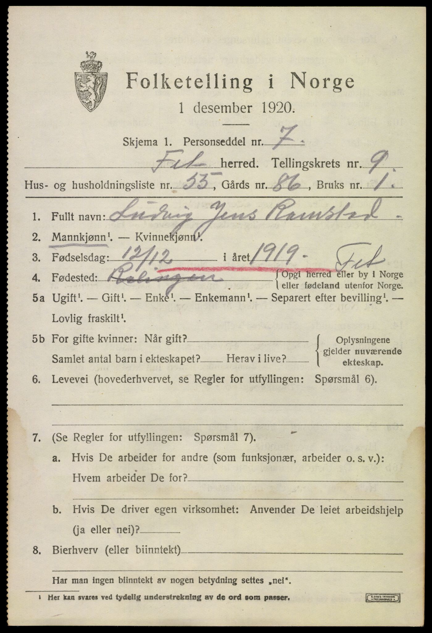 SAO, 1920 census for Fet, 1920, p. 10042