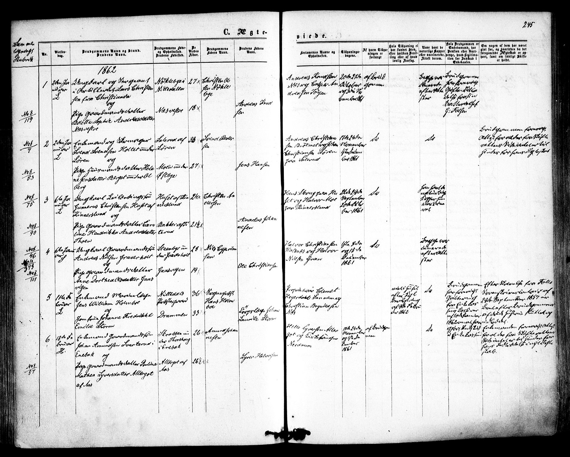 Høland prestekontor Kirkebøker, SAO/A-10346a/F/Fa/L0011: Parish register (official) no. I 11, 1862-1869, p. 245