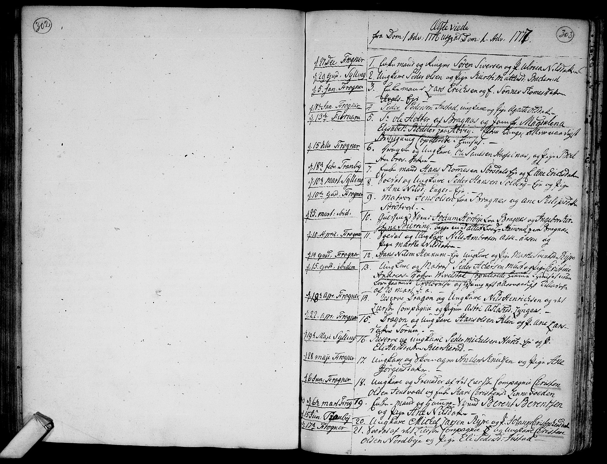 Lier kirkebøker, SAKO/A-230/F/Fa/L0005: Parish register (official) no. I 5, 1764-1777, p. 302-303