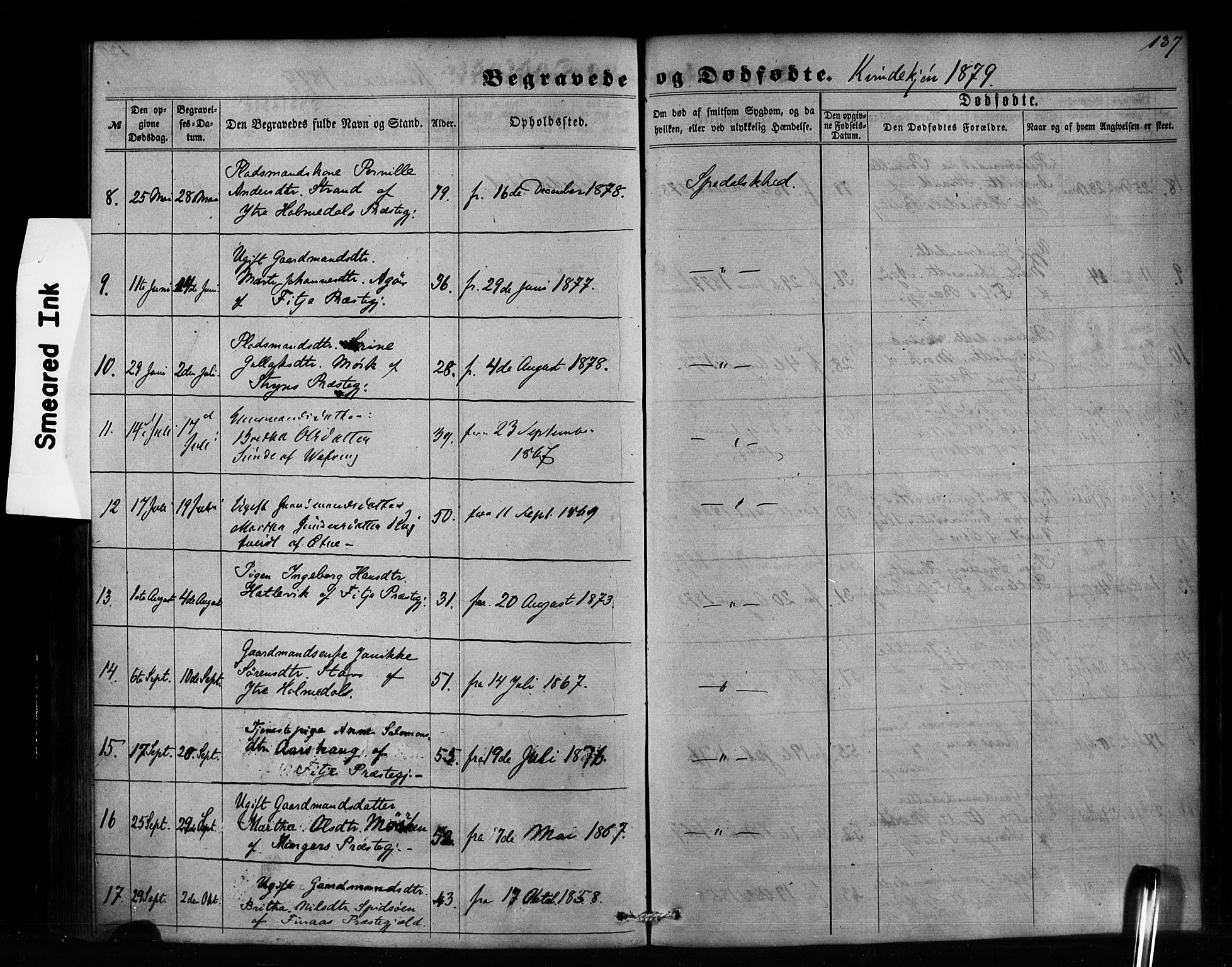 Pleiestiftelsen nr. 1 for spedalske sokneprestembete*, SAB/-: Parish register (official) no. A 1, 1859-1886, p. 137