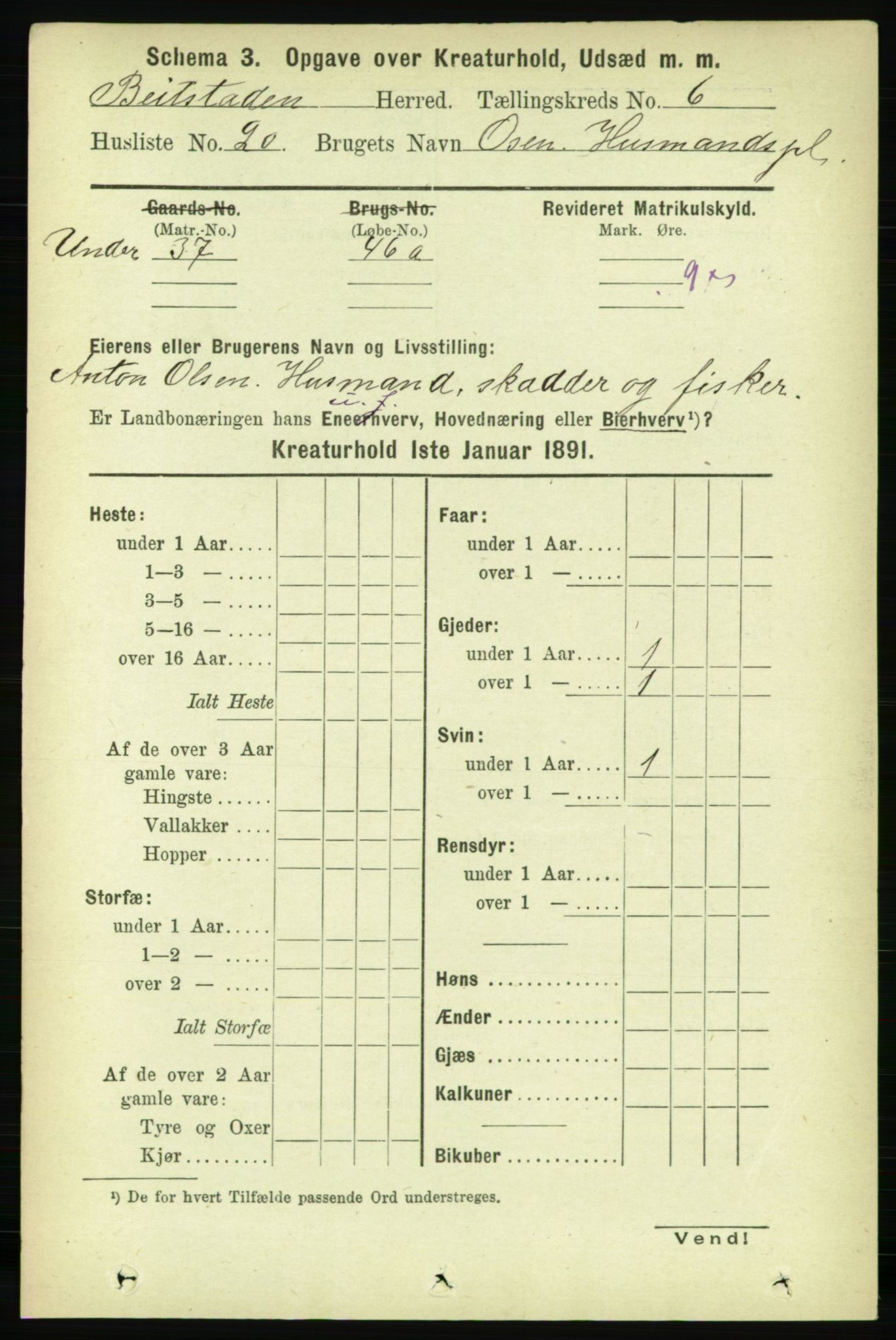 RA, 1891 census for 1727 Beitstad, 1891, p. 5890