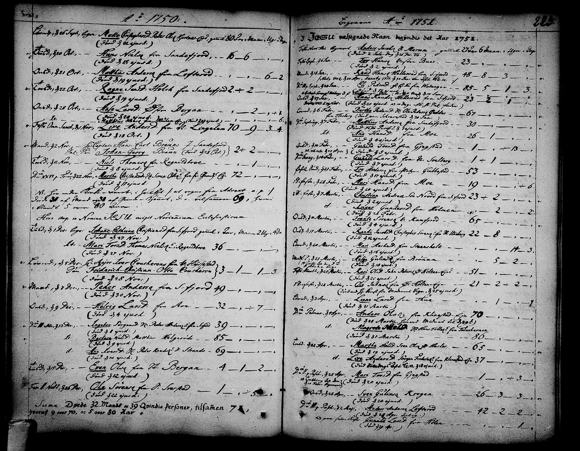 Sandar kirkebøker, SAKO/A-243/F/Fa/L0002: Parish register (official) no. 2, 1733-1788, p. 223