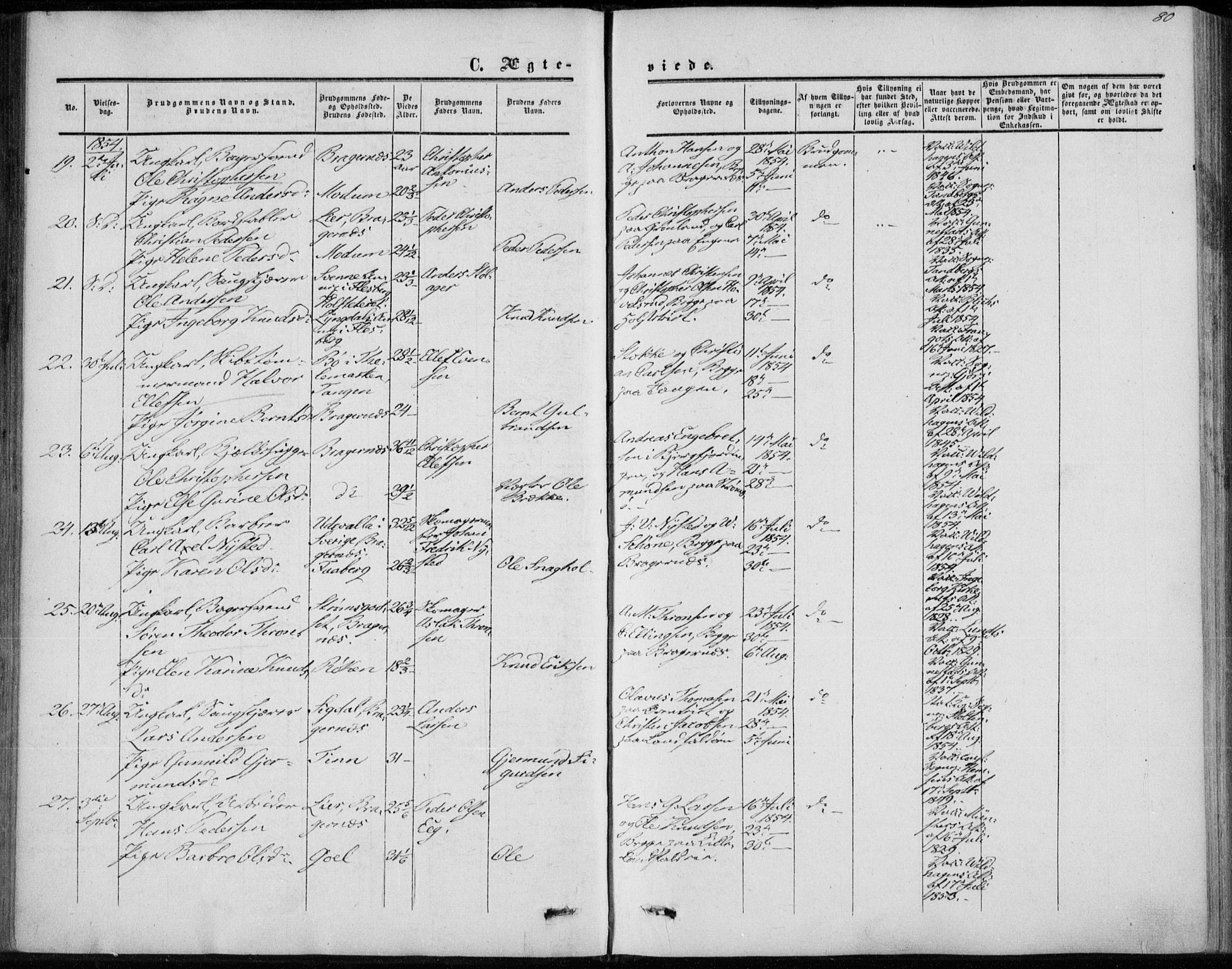 Bragernes kirkebøker, SAKO/A-6/F/Fc/L0002: Parish register (official) no. III 2, 1854-1865, p. 80