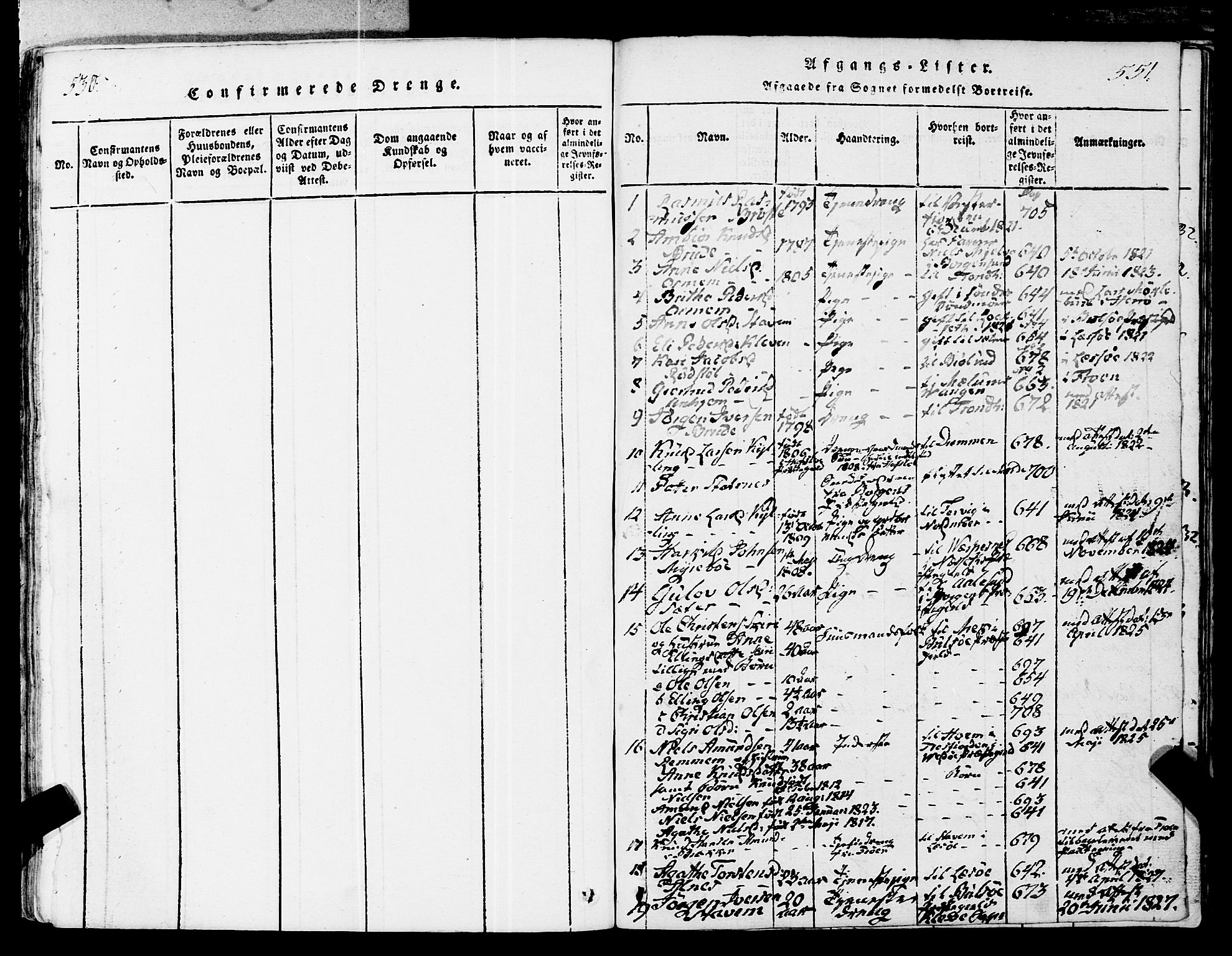 Ministerialprotokoller, klokkerbøker og fødselsregistre - Møre og Romsdal, SAT/A-1454/546/L0593: Parish register (official) no. 546A01, 1818-1853, p. 550-551