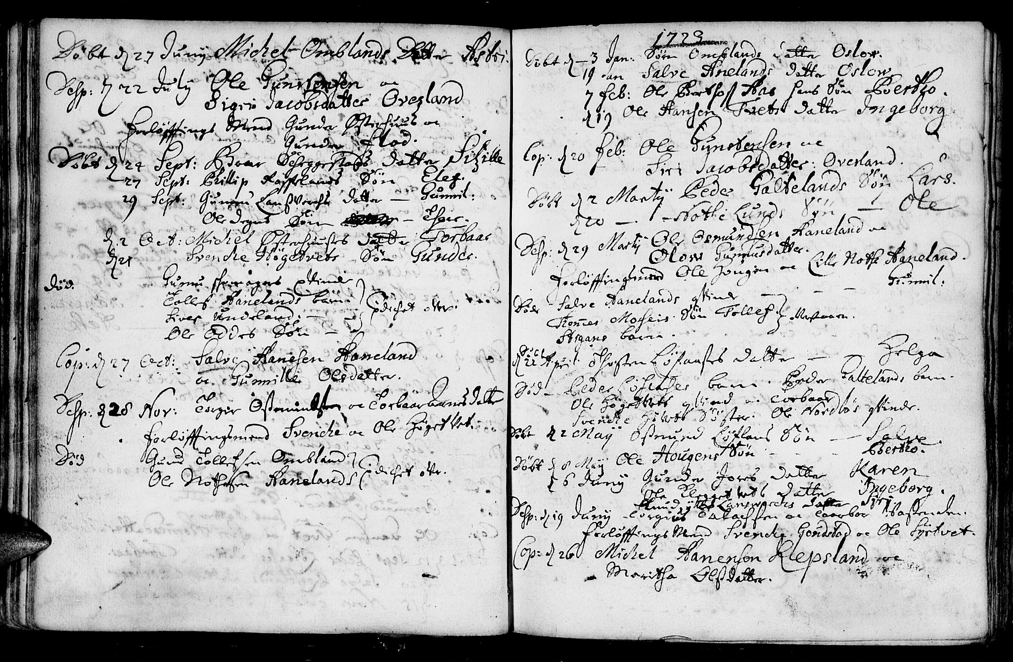 Evje sokneprestkontor, AV/SAK-1111-0008/F/Fa/Faa/L0001: Parish register (official) no. A 1, 1705-1760, p. 42