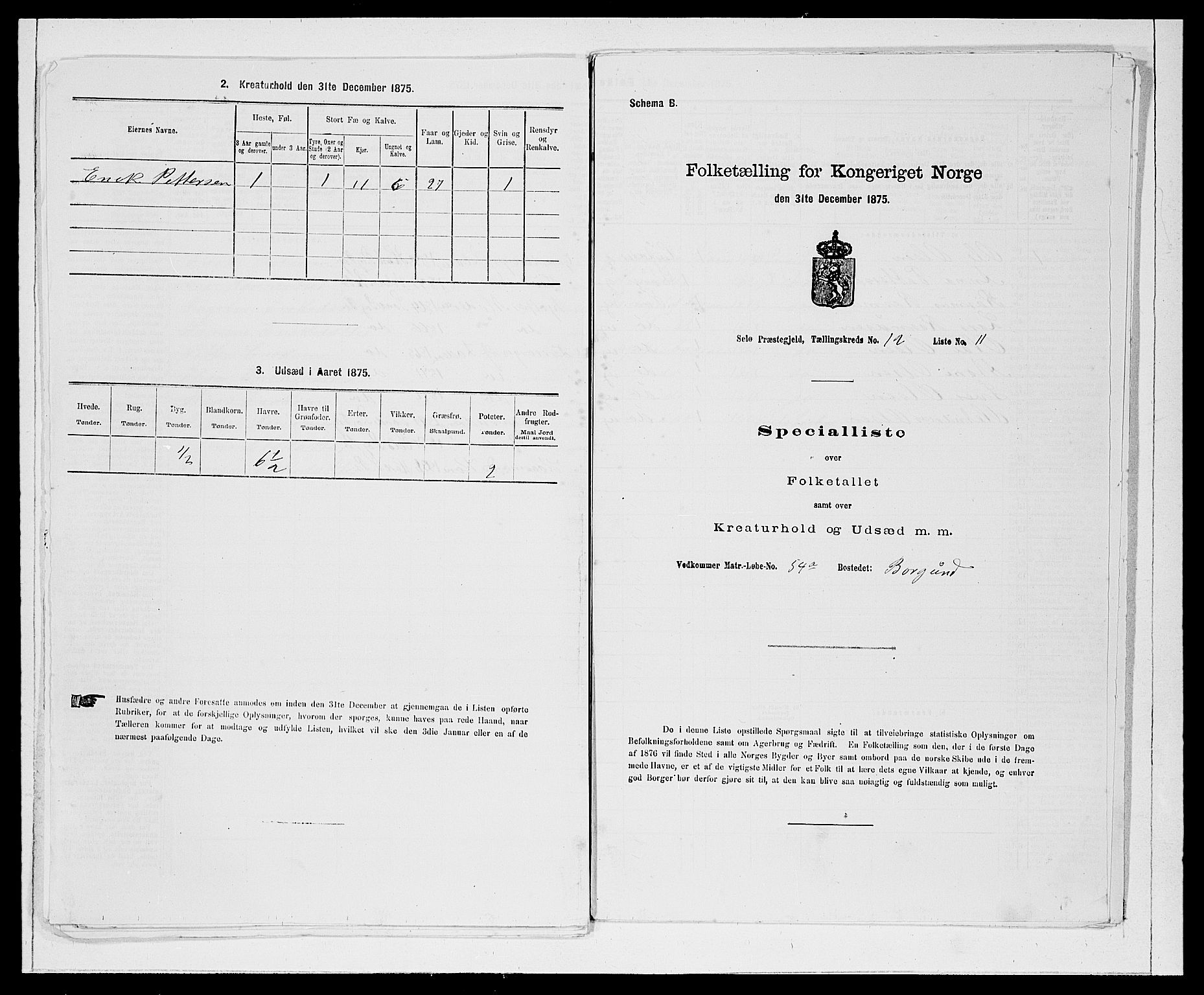 SAB, 1875 Census for 1441P Selje, 1875, p. 1502