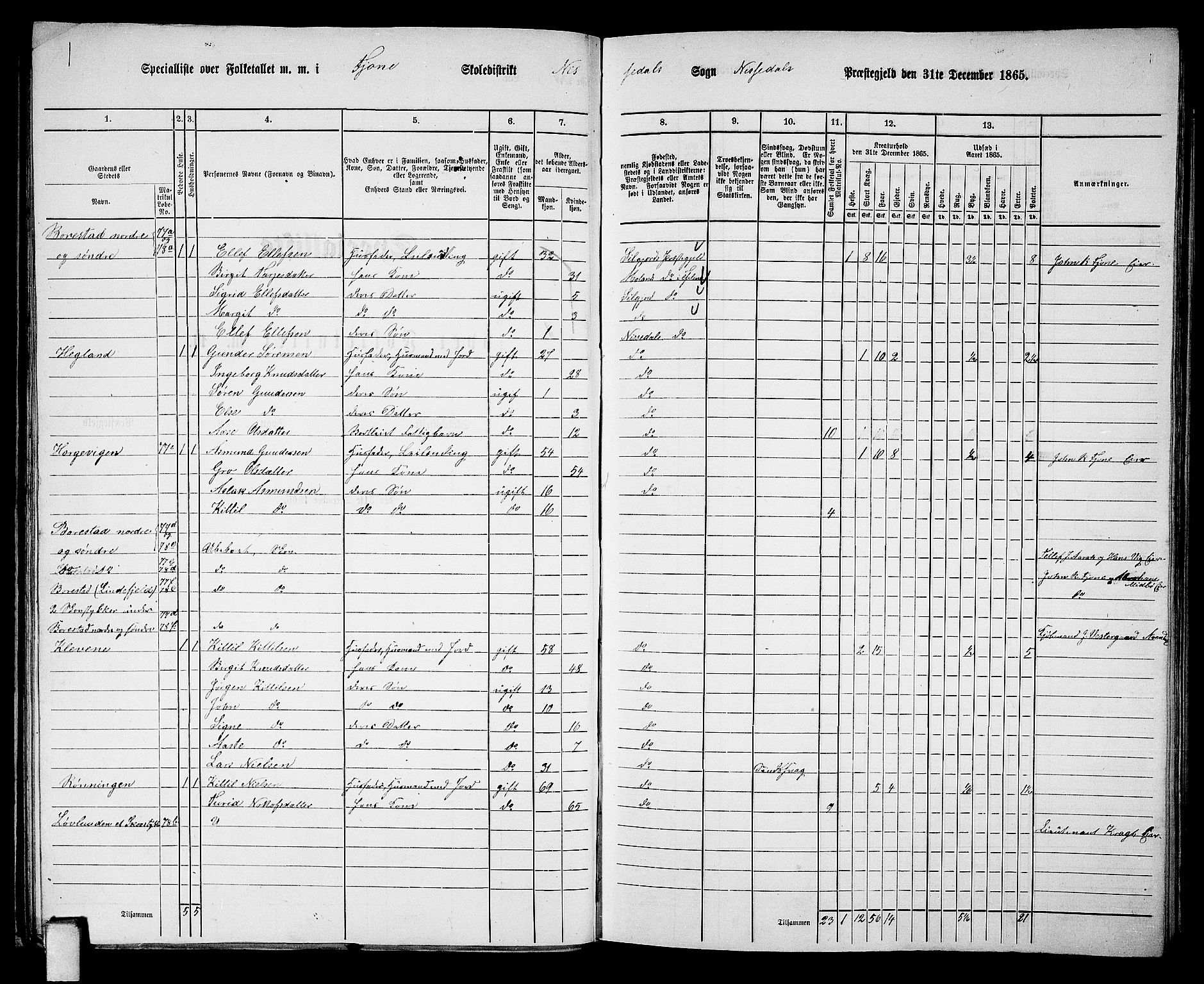 RA, 1865 census for Nissedal, 1865, p. 42