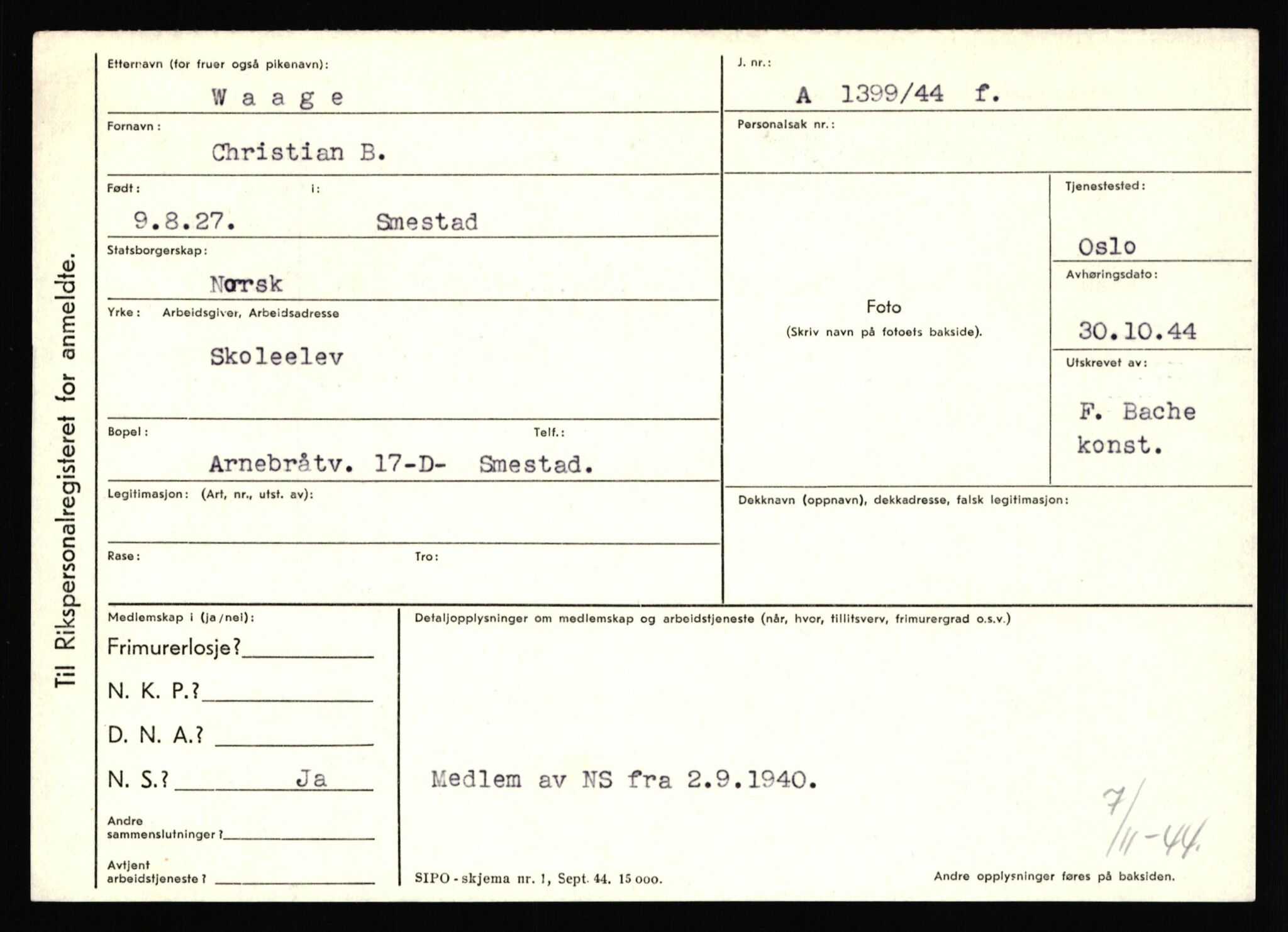 Statspolitiet - Hovedkontoret / Osloavdelingen, AV/RA-S-1329/C/Ca/L0016: Uberg - Øystese, 1943-1945, p. 1547