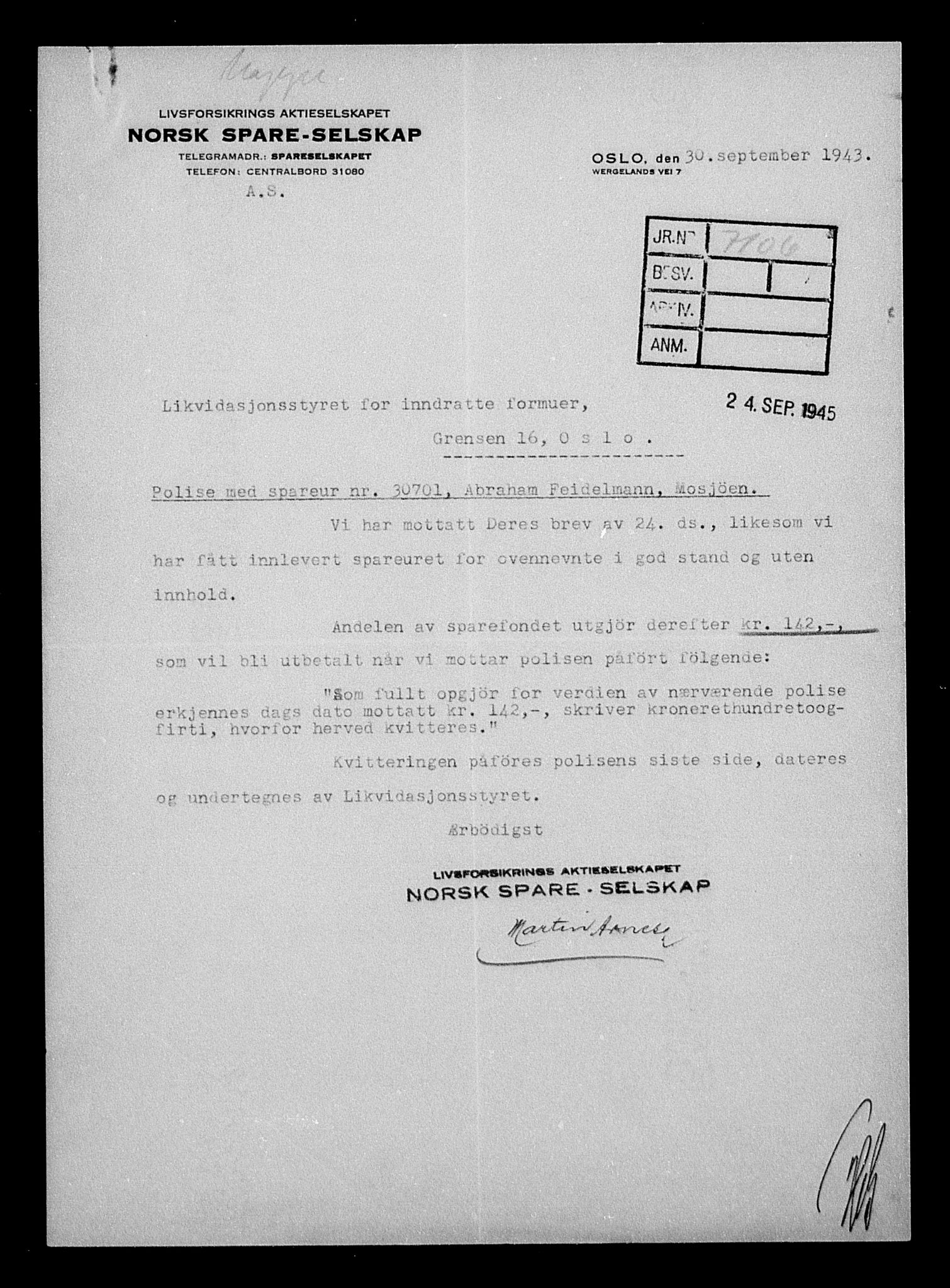 Justisdepartementet, Tilbakeføringskontoret for inndratte formuer, AV/RA-S-1564/H/Hc/Hcb/L0912: --, 1945-1947, p. 24