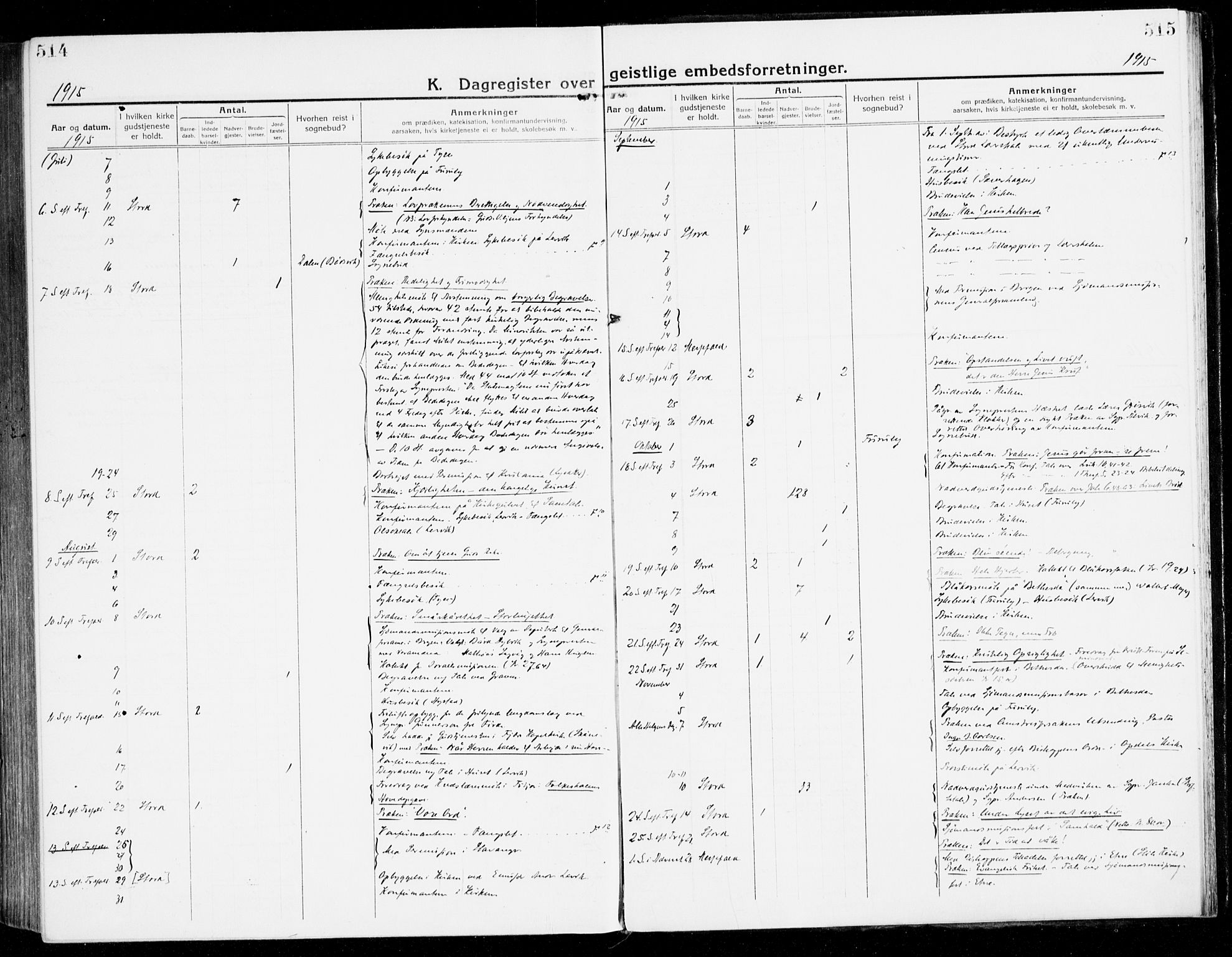 Stord sokneprestembete, AV/SAB-A-78201/H/Haa: Parish register (official) no. B 3, 1913-1925, p. 514-515