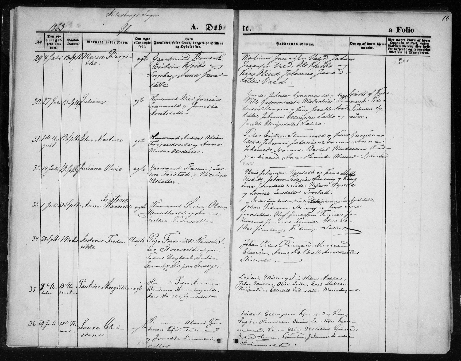 Ministerialprotokoller, klokkerbøker og fødselsregistre - Nord-Trøndelag, SAT/A-1458/717/L0157: Parish register (official) no. 717A08 /1, 1863-1877, p. 10