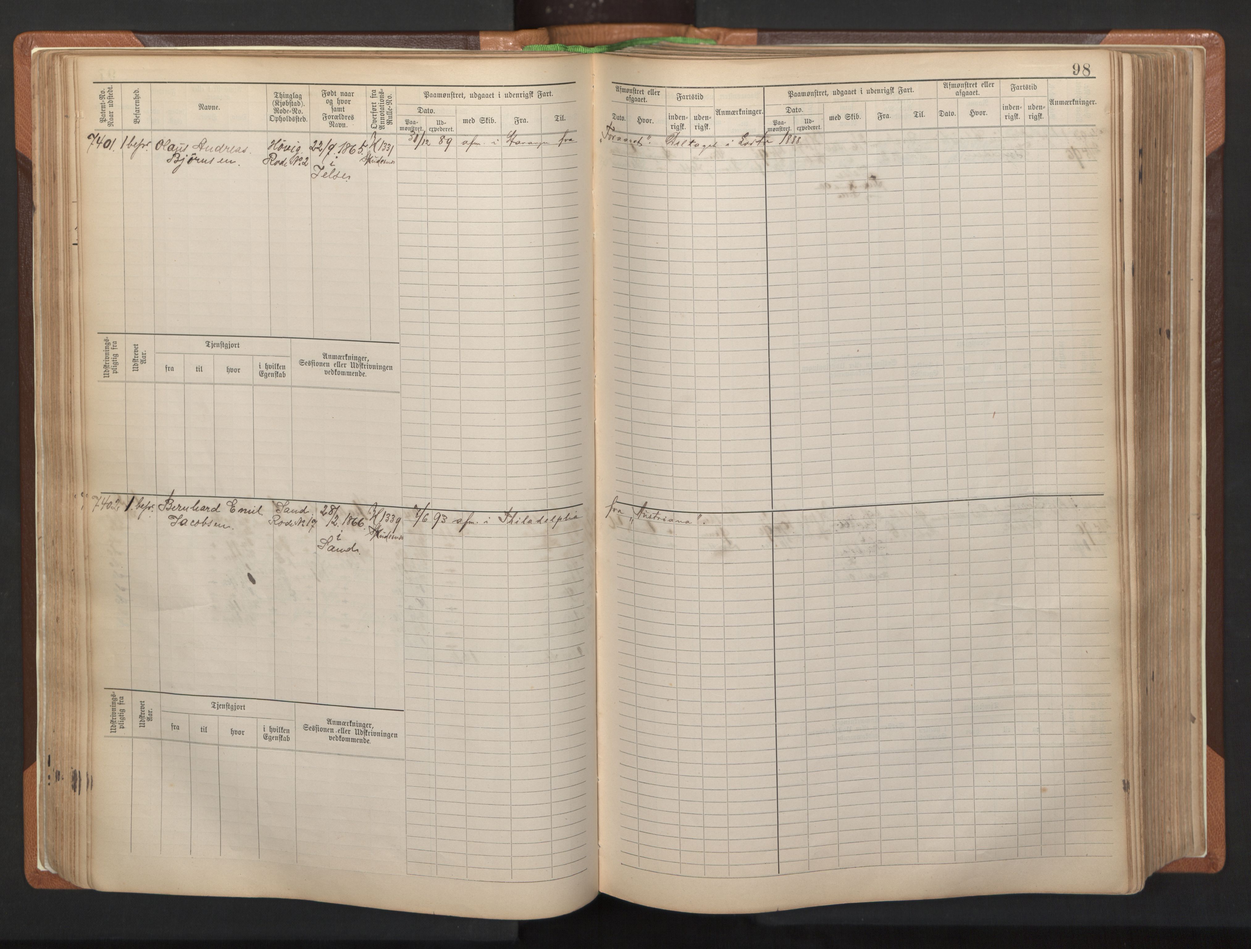 Stavanger sjømannskontor, AV/SAST-A-102006/F/Fb/Fbb/L0012: Sjøfartshovedrulle, patentnr. 7207-8158, 1894-1904, p. 101