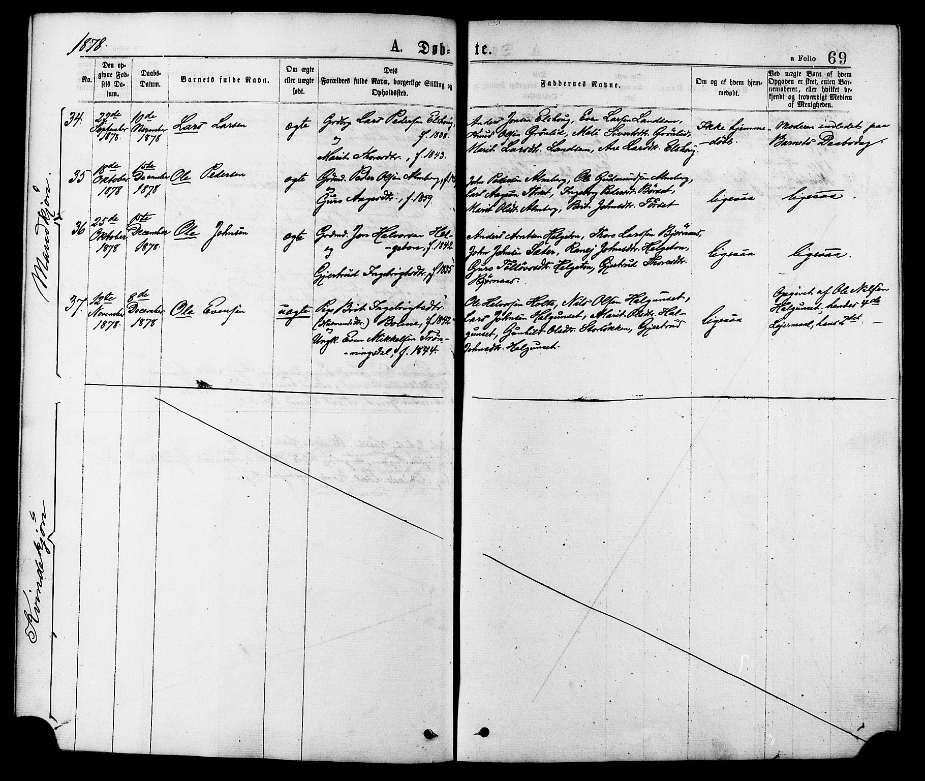 Ministerialprotokoller, klokkerbøker og fødselsregistre - Møre og Romsdal, AV/SAT-A-1454/598/L1068: Parish register (official) no. 598A02, 1872-1881, p. 69