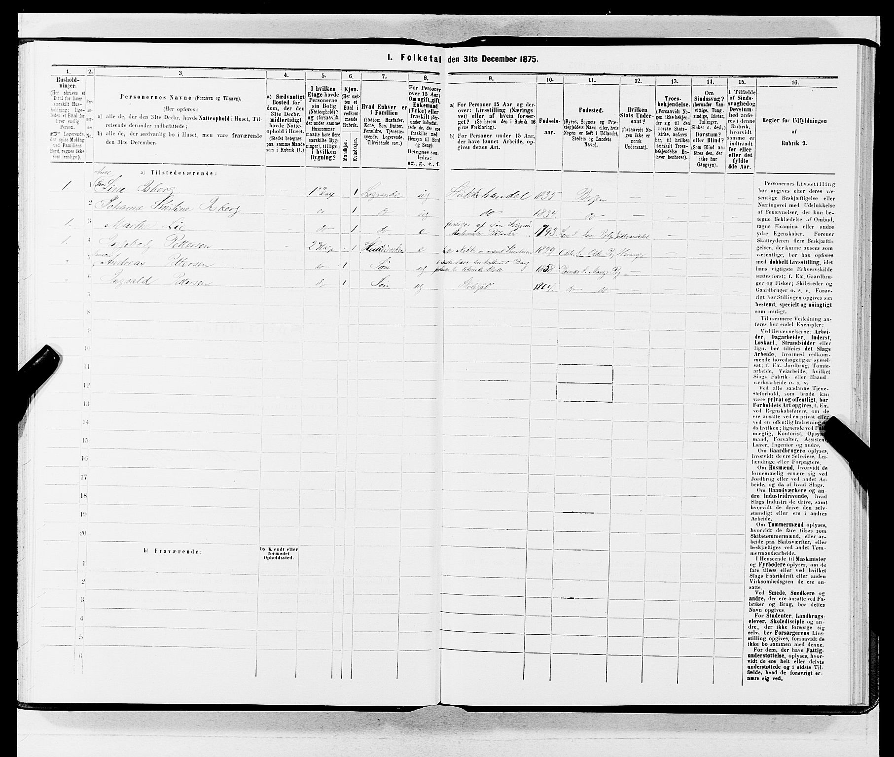 SAB, 1875 census for 1301 Bergen, 1875, p. 4006