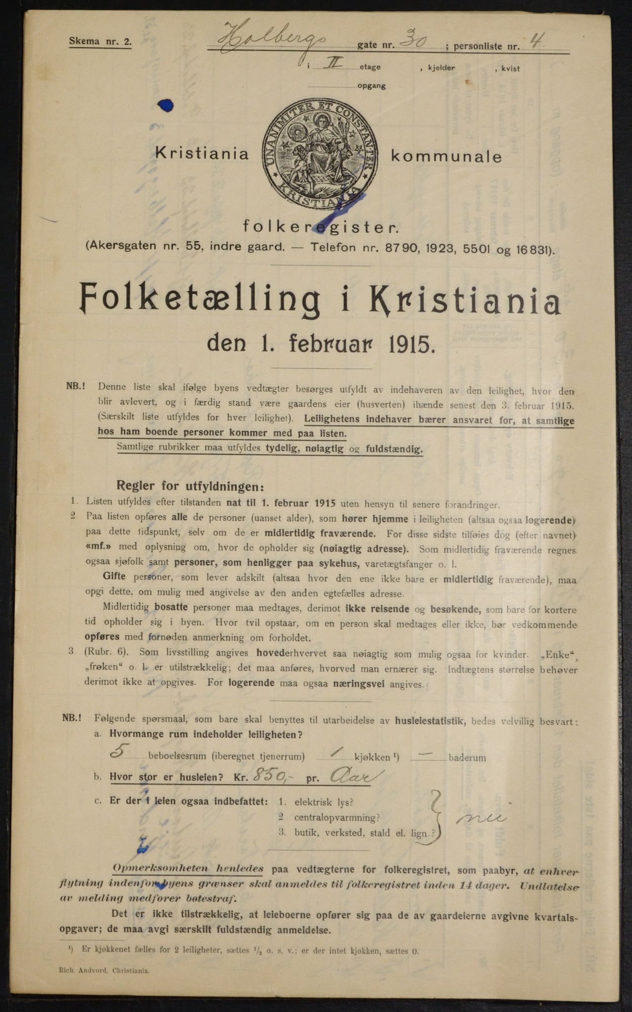 OBA, Municipal Census 1915 for Kristiania, 1915, p. 40129