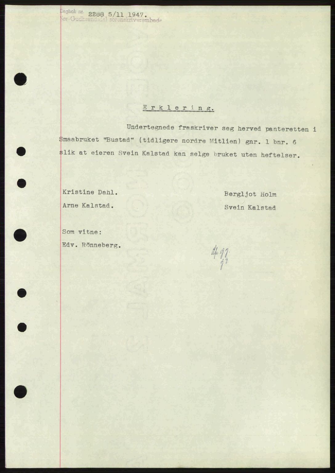 Sør-Gudbrandsdal tingrett, SAH/TING-004/H/Hb/Hbf/L0004: Mortgage book no. C5b, 1945-1951, Diary no: : 2288/1947