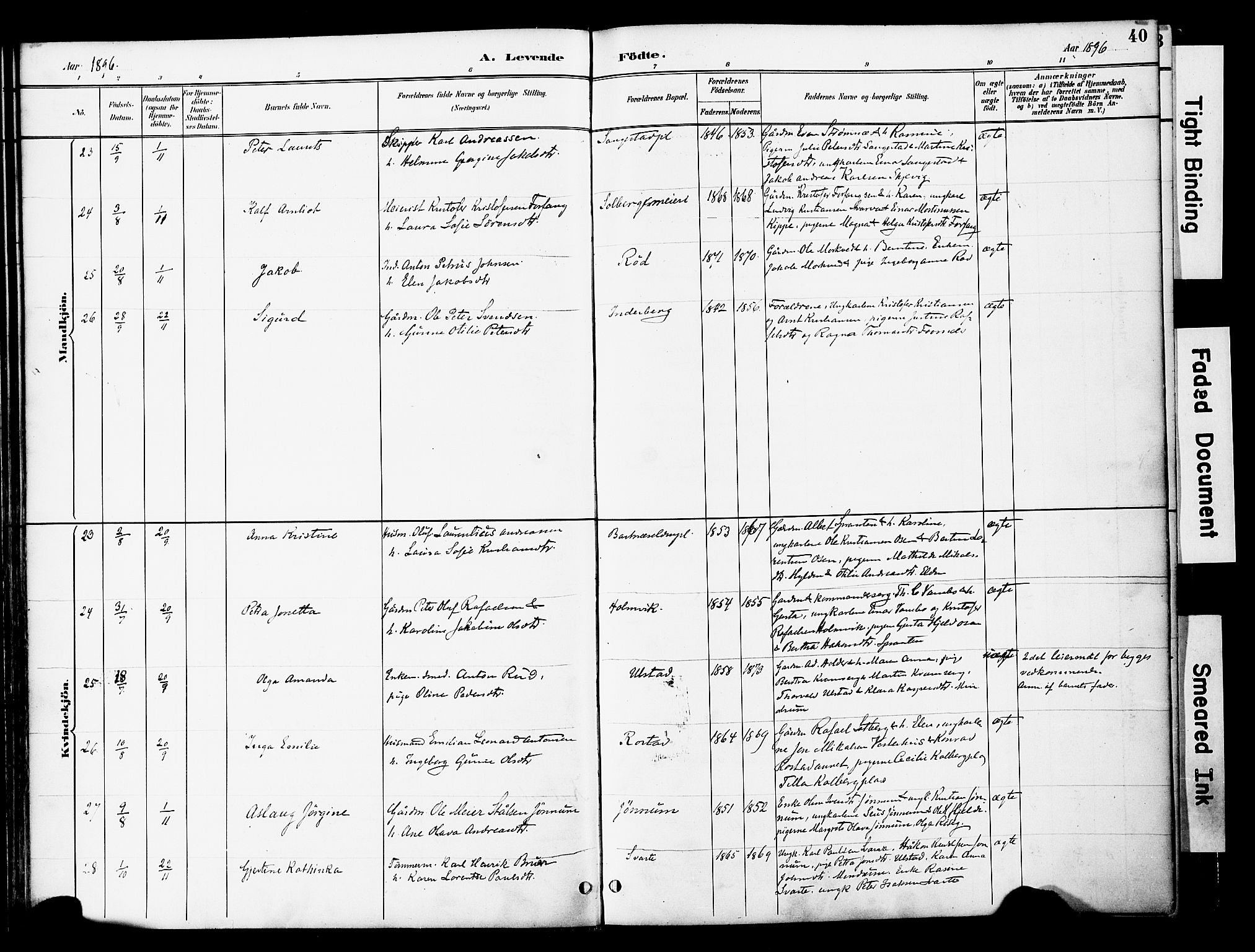 Ministerialprotokoller, klokkerbøker og fødselsregistre - Nord-Trøndelag, AV/SAT-A-1458/741/L0396: Parish register (official) no. 741A10, 1889-1901, p. 40