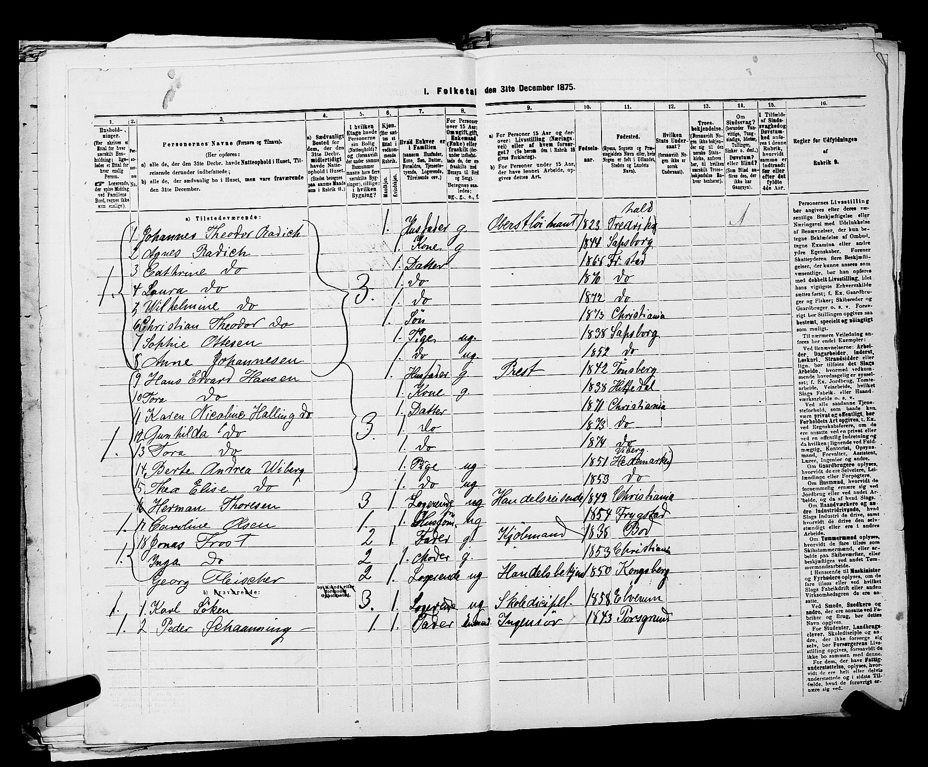 RA, 1875 census for 0301 Kristiania, 1875, p. 1443