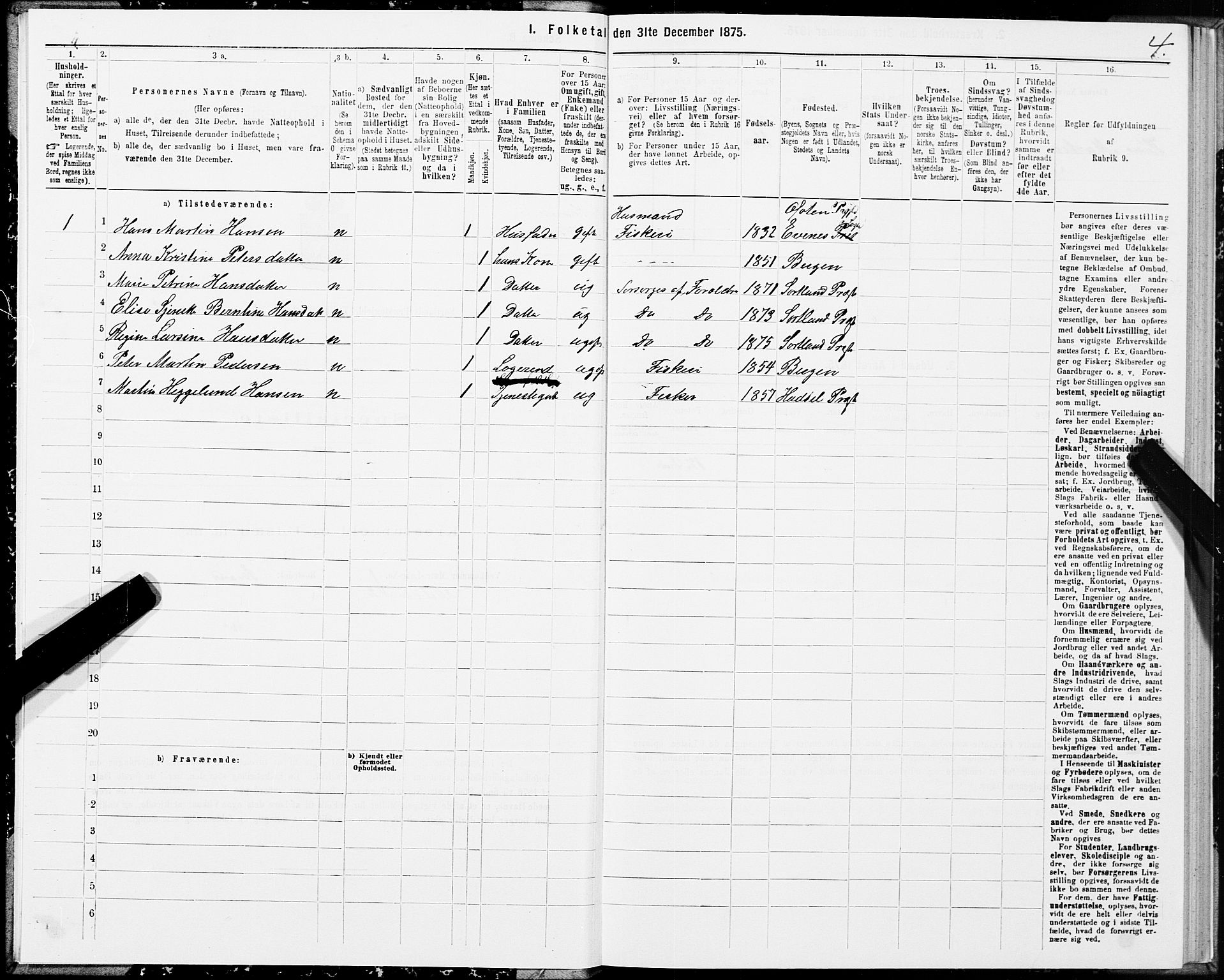 SAT, 1875 census for 1870P Sortland, 1875, p. 1004