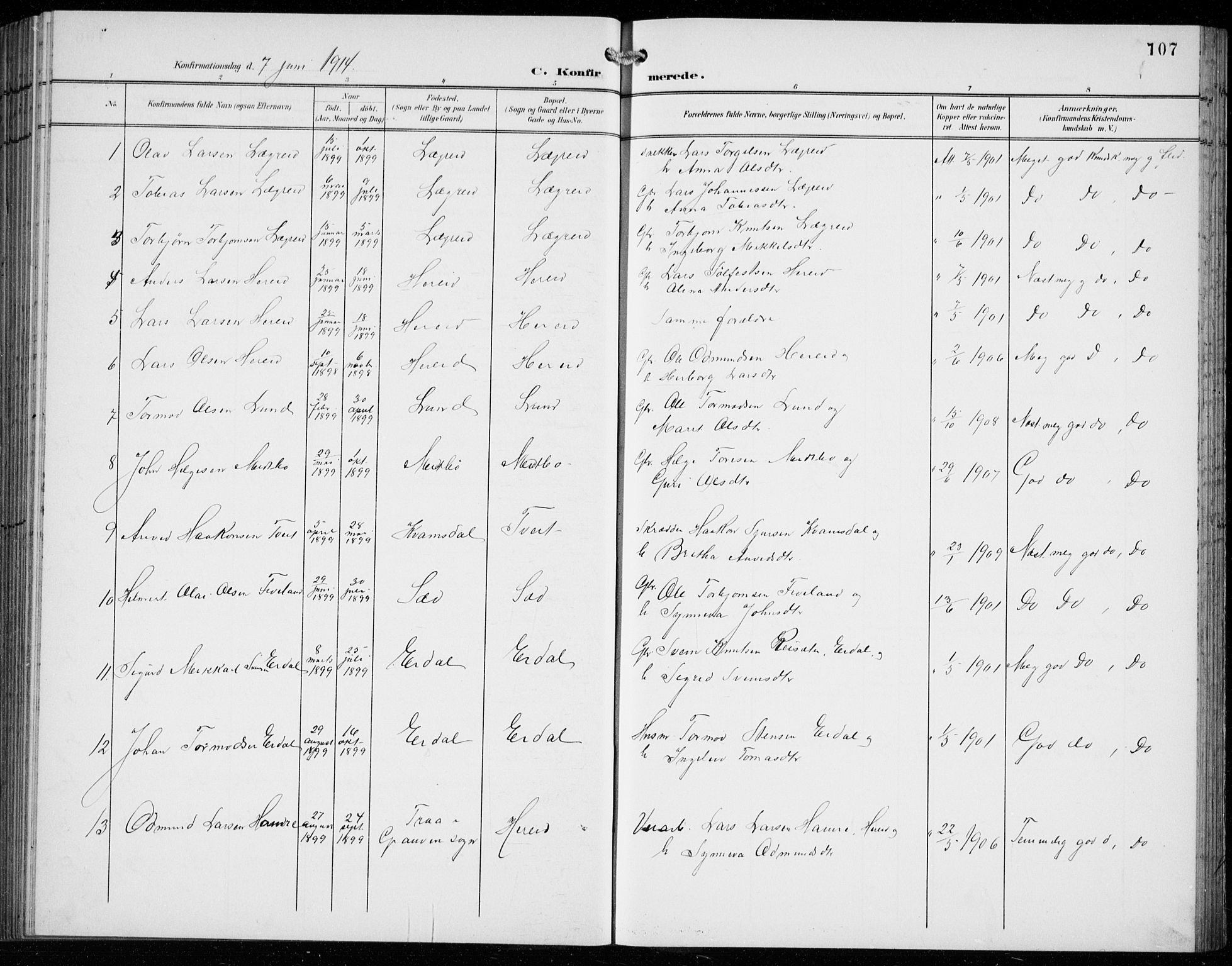 Ullensvang sokneprestembete, SAB/A-78701/H/Hab: Parish register (copy) no. C  3, 1899-1932, p. 107