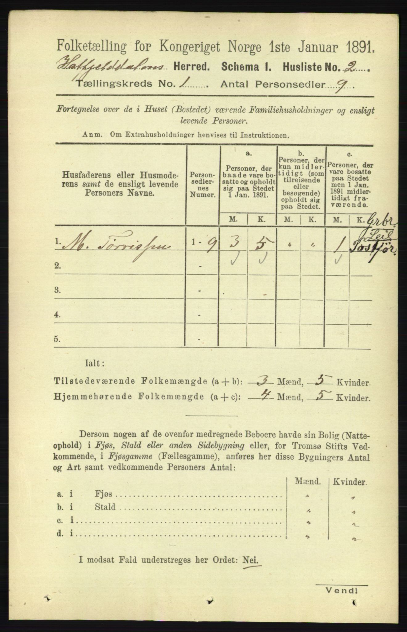 RA, 1891 census for 1826 Hattfjelldal, 1891, p. 19