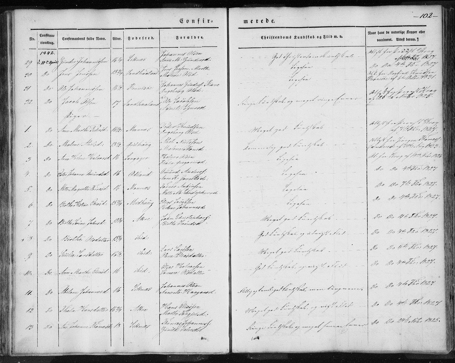 Skudenes sokneprestkontor, AV/SAST-A -101849/H/Ha/Haa/L0002: Parish register (official) no. A 2.1, 1841-1846, p. 102