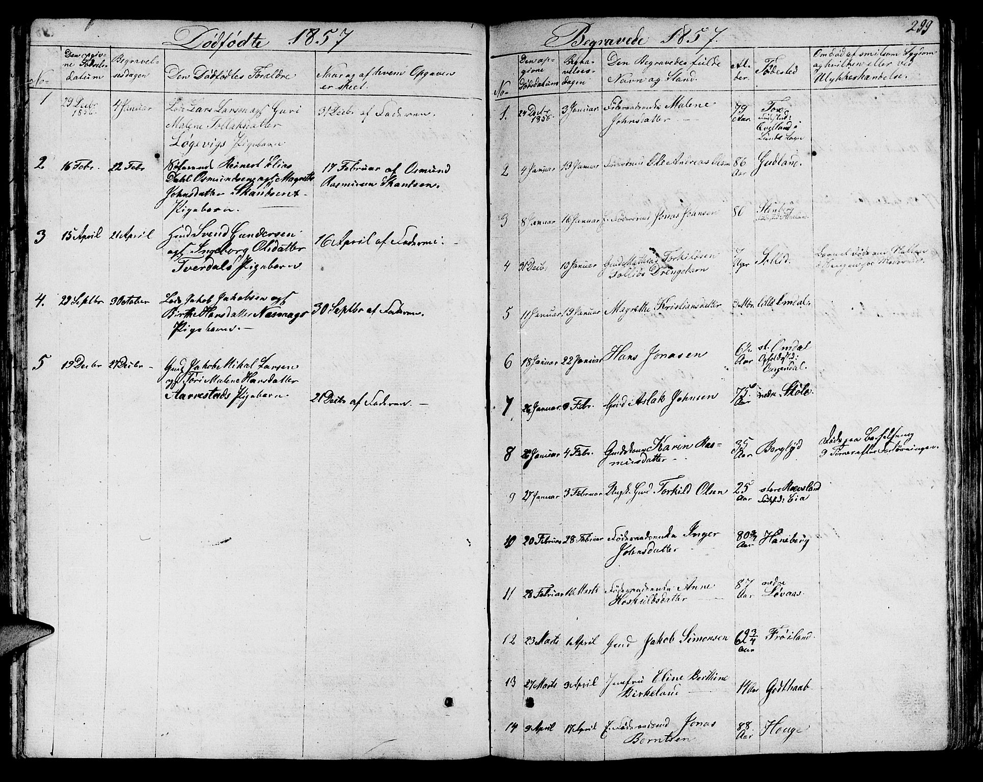 Sokndal sokneprestkontor, SAST/A-101808: Parish register (copy) no. B 2, 1849-1865, p. 299