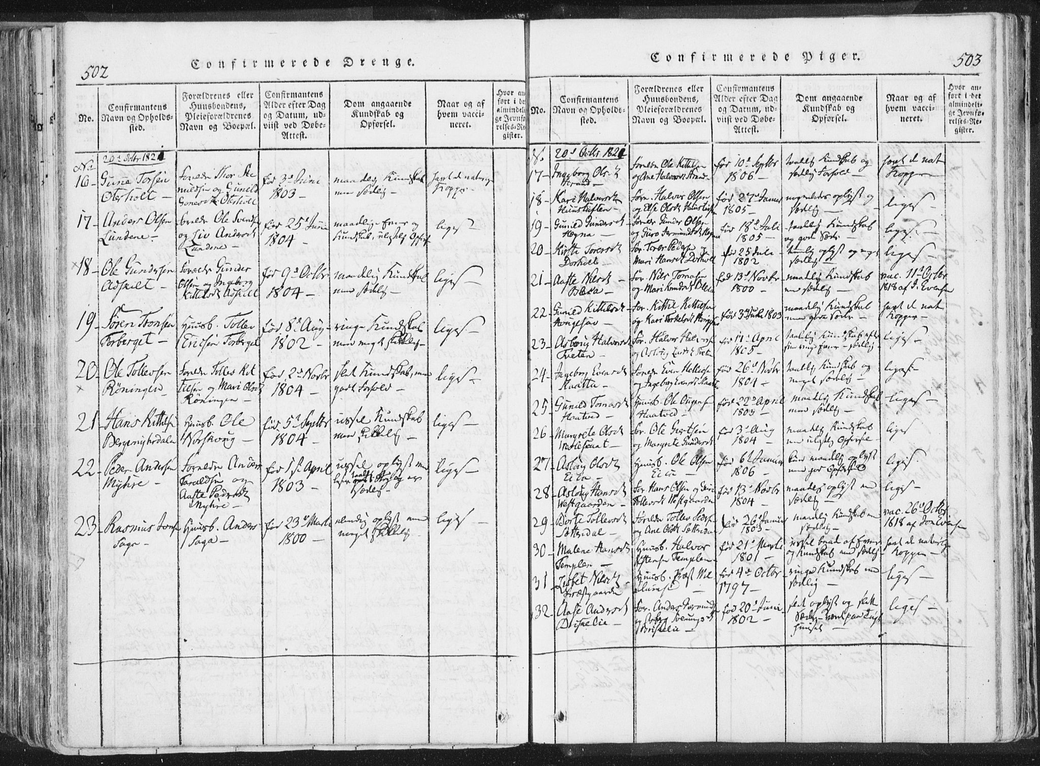 Bø kirkebøker, SAKO/A-257/F/Fa/L0006: Parish register (official) no. 6, 1815-1831, p. 502-503