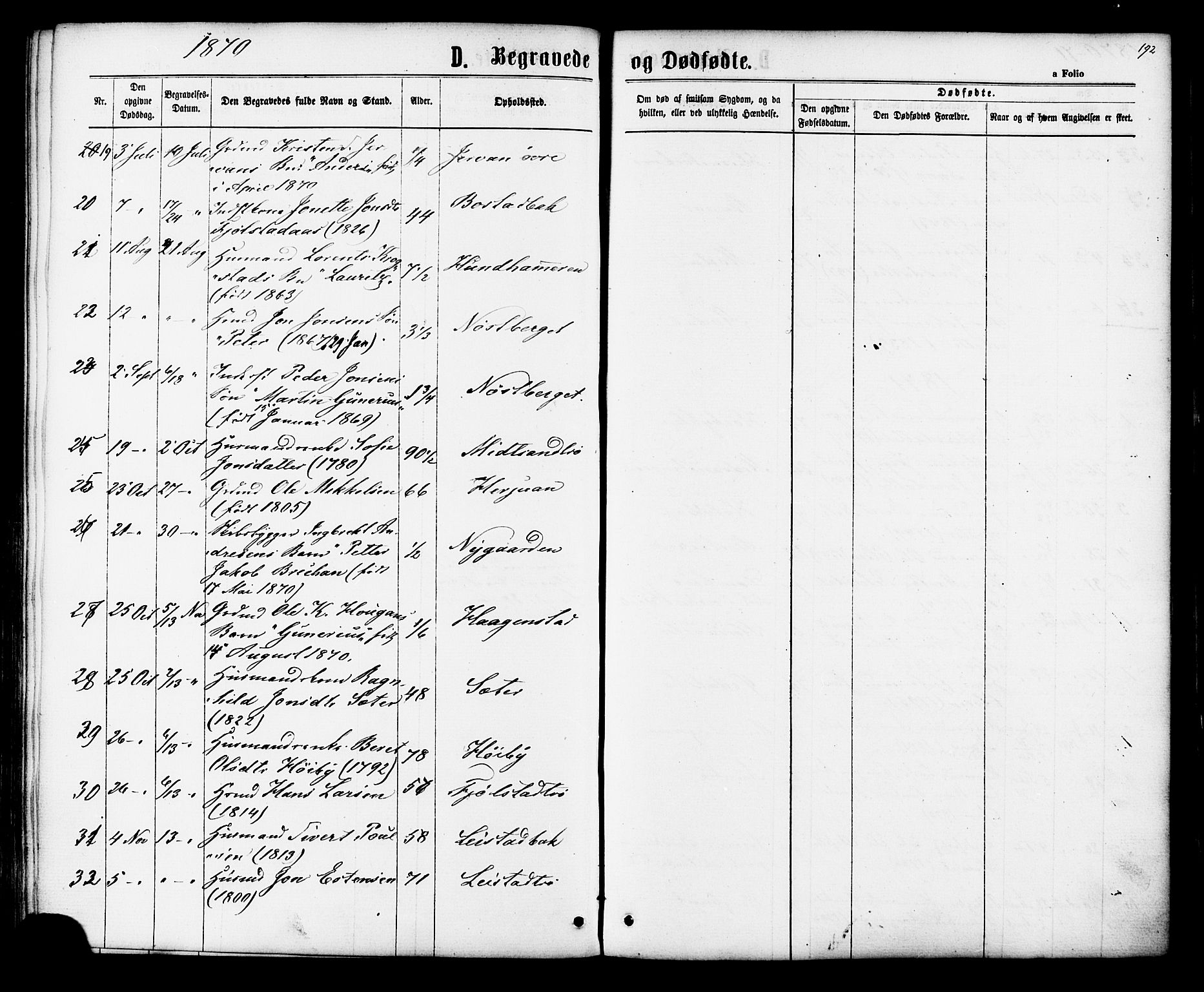 Ministerialprotokoller, klokkerbøker og fødselsregistre - Sør-Trøndelag, SAT/A-1456/616/L0409: Parish register (official) no. 616A06, 1865-1877, p. 192